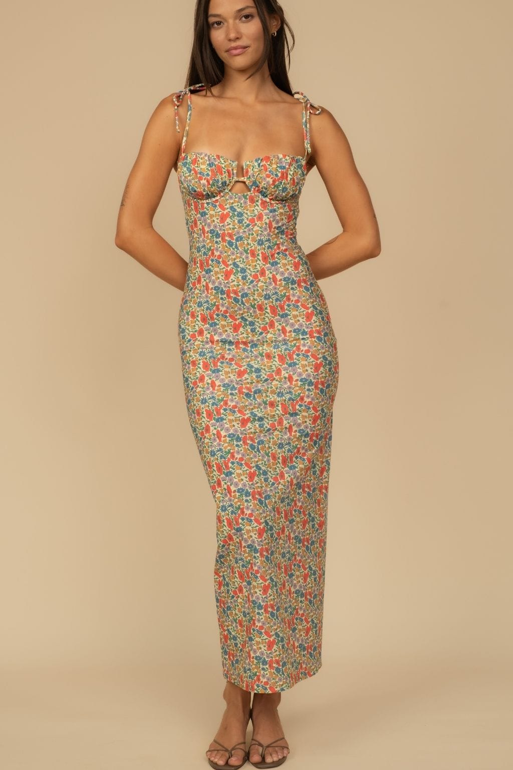 Florencia Floral Petal Long Slip Dress