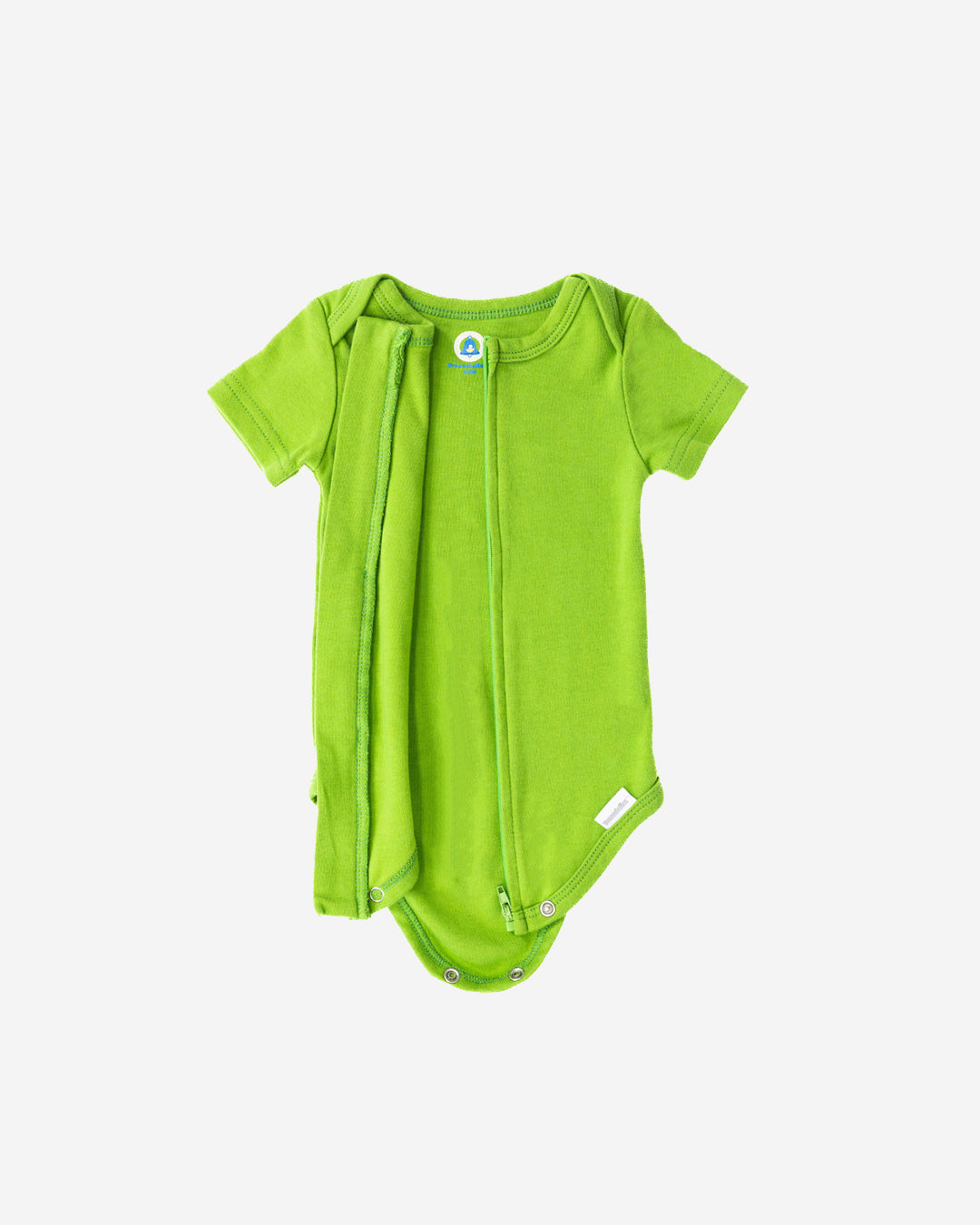 Short Sleeve Zipper Bodysuit In Forest, 6-9m