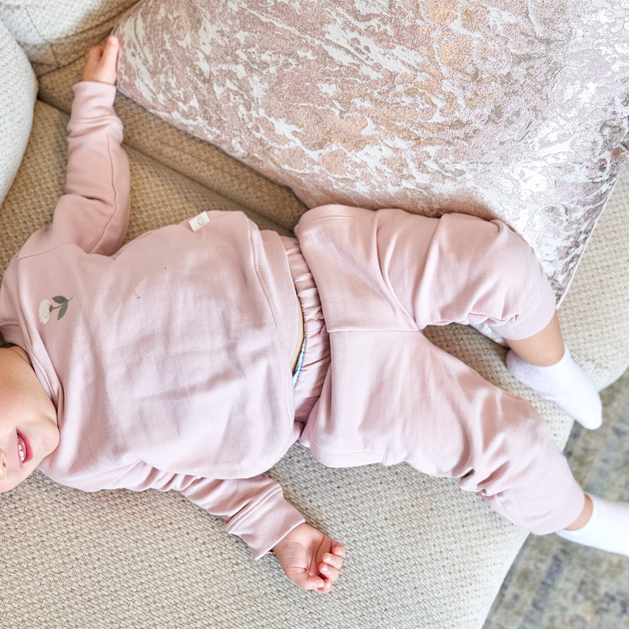 French Terry Set - Flower / Dusty Pink