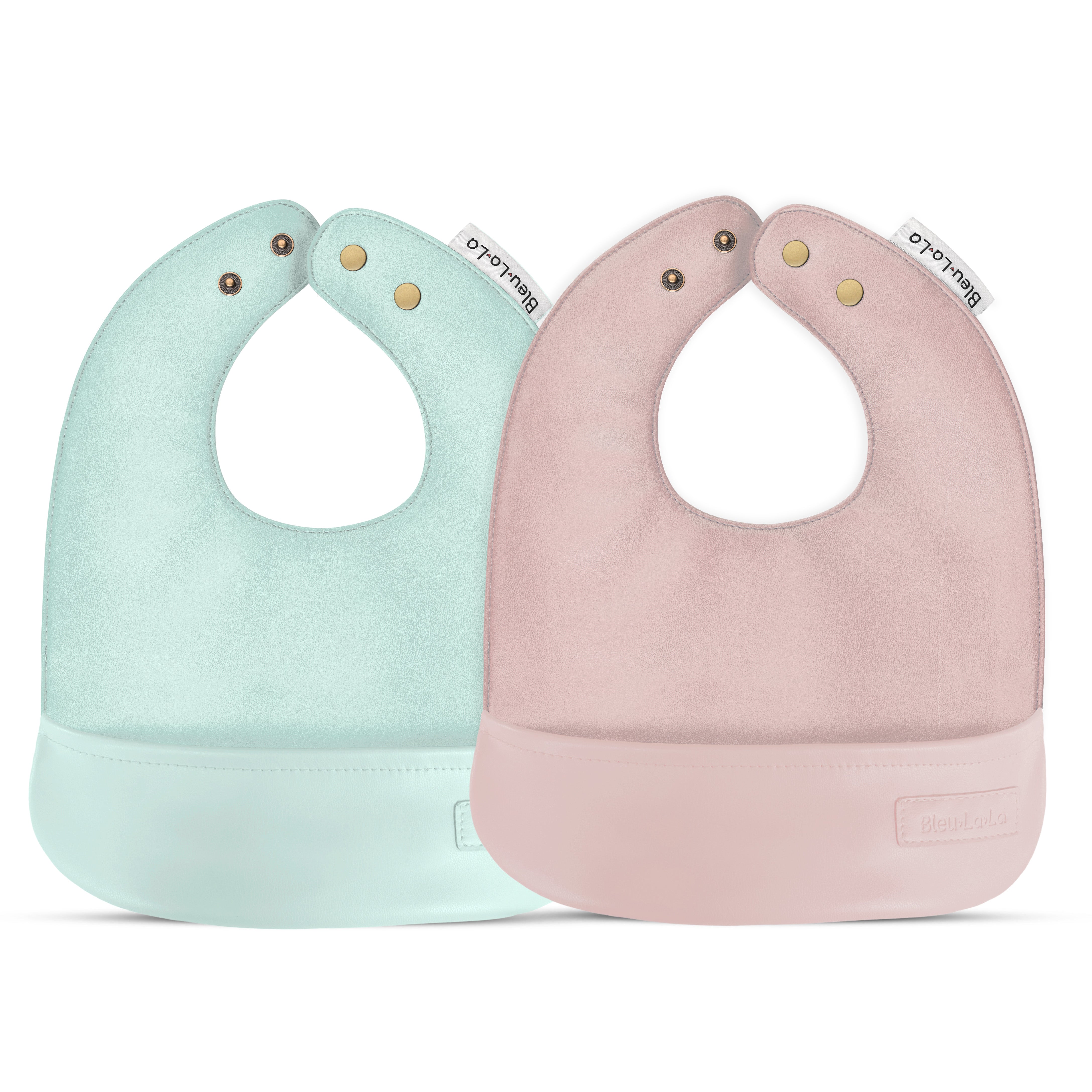 Classic - Set Of Soft Vegan Leather Easy Clean Bibs 0-12 Months By Bleu La La