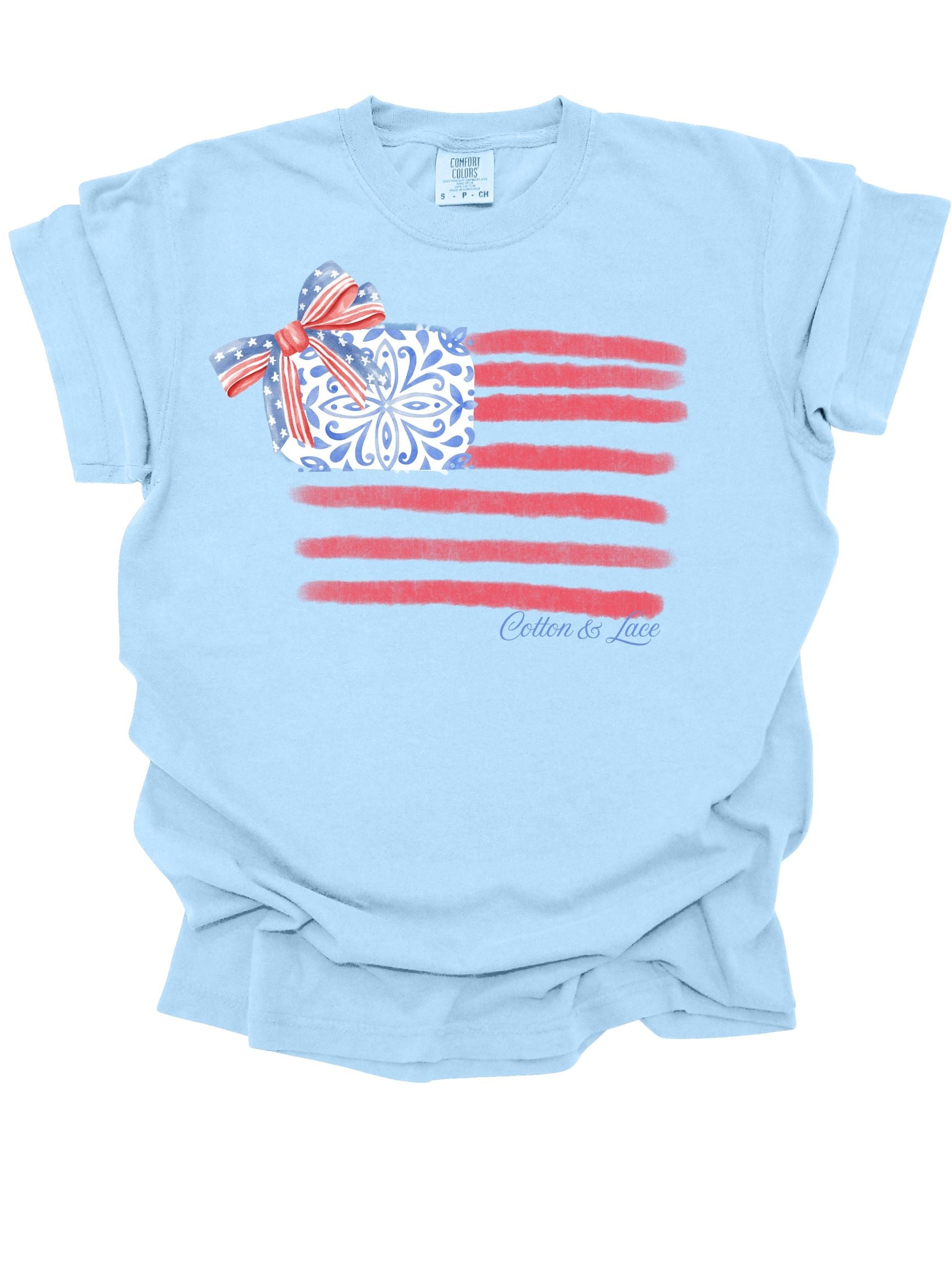 Comfort Colors Front Graphic Only Chinoiserie American Flag