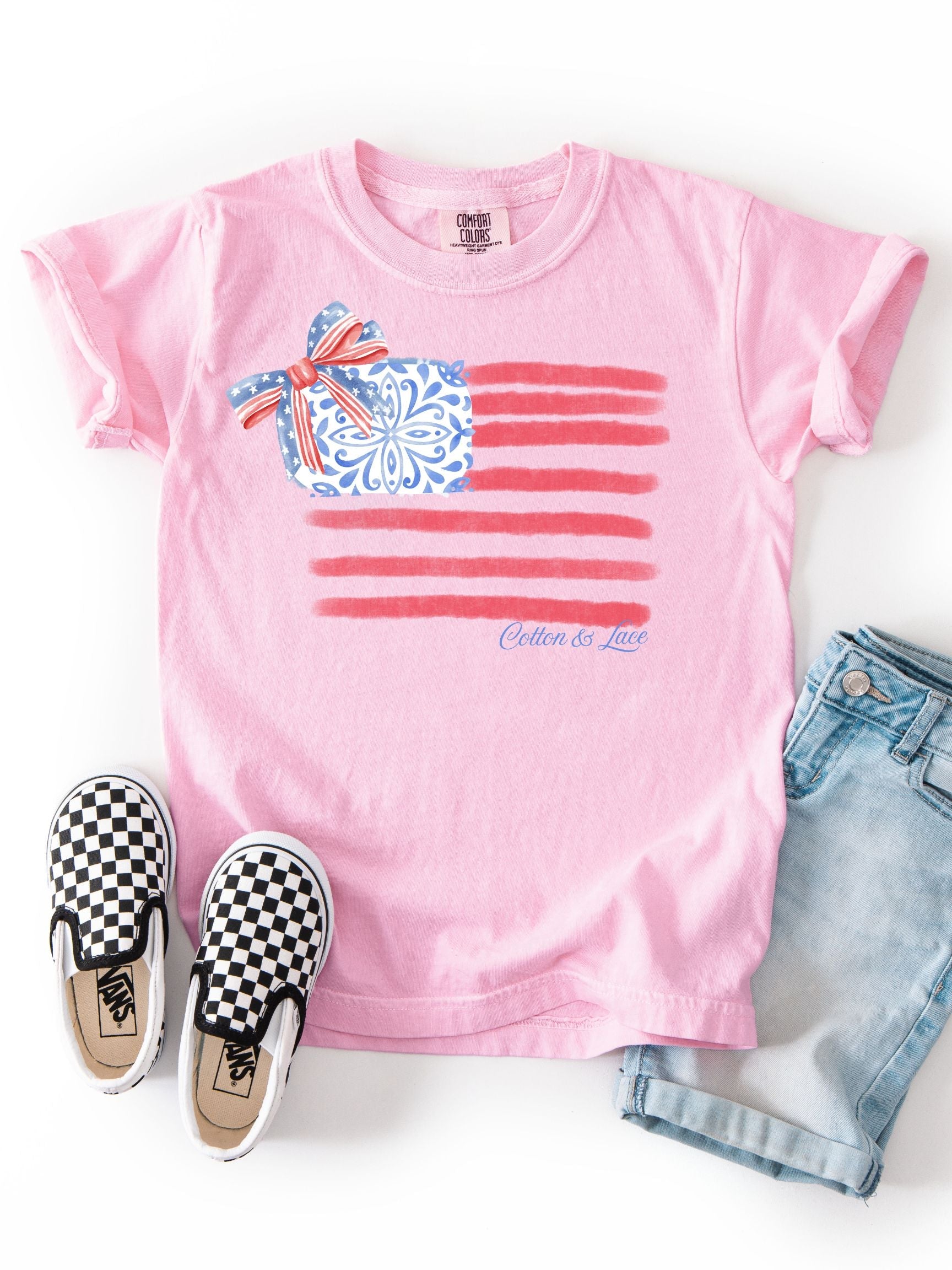 Comfort Colors Front Graphic Only Chinoiserie American Flag