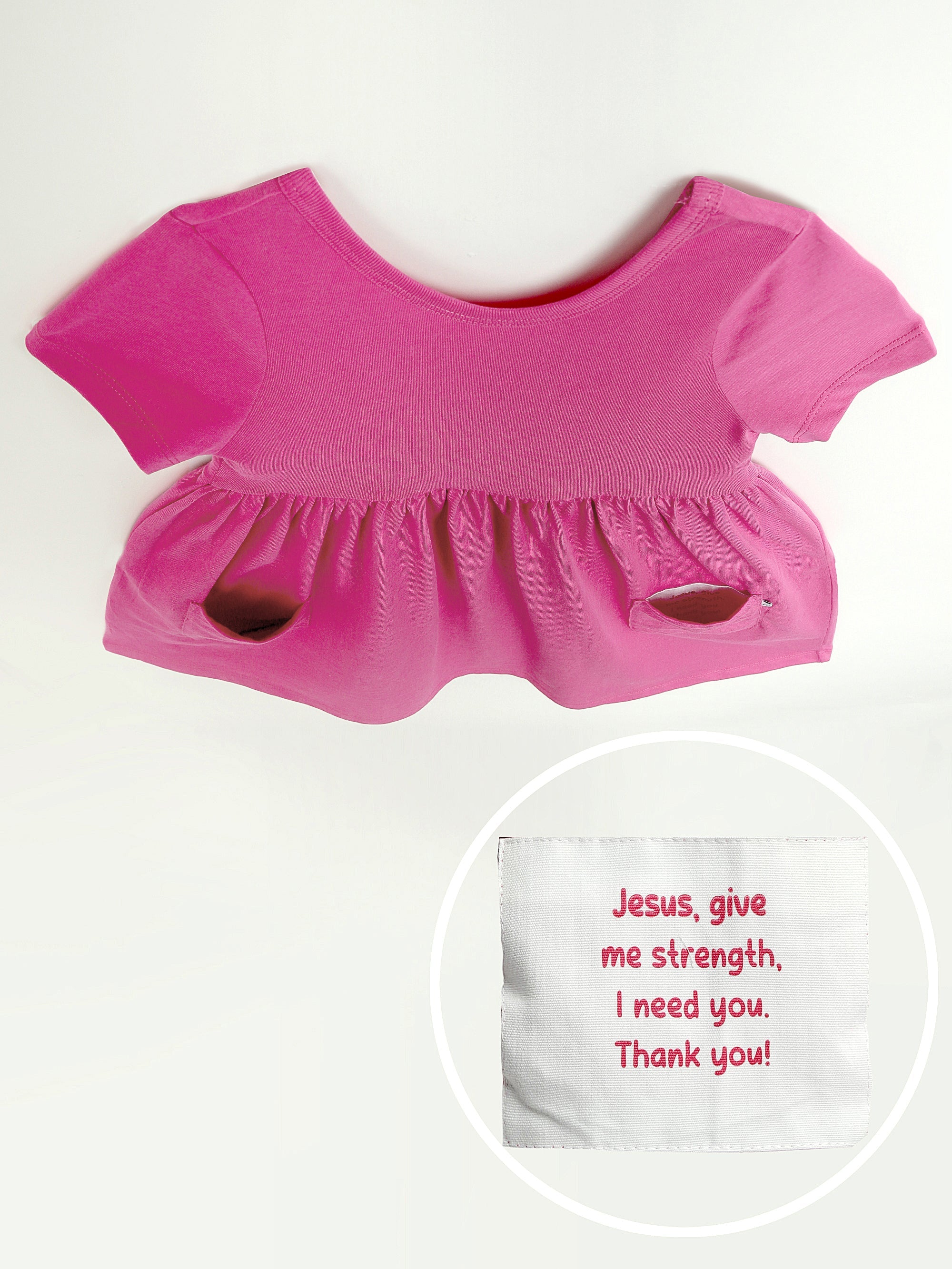 Fuchsia Prayer Pocket Short Sleeve Twirl Dress Cotton