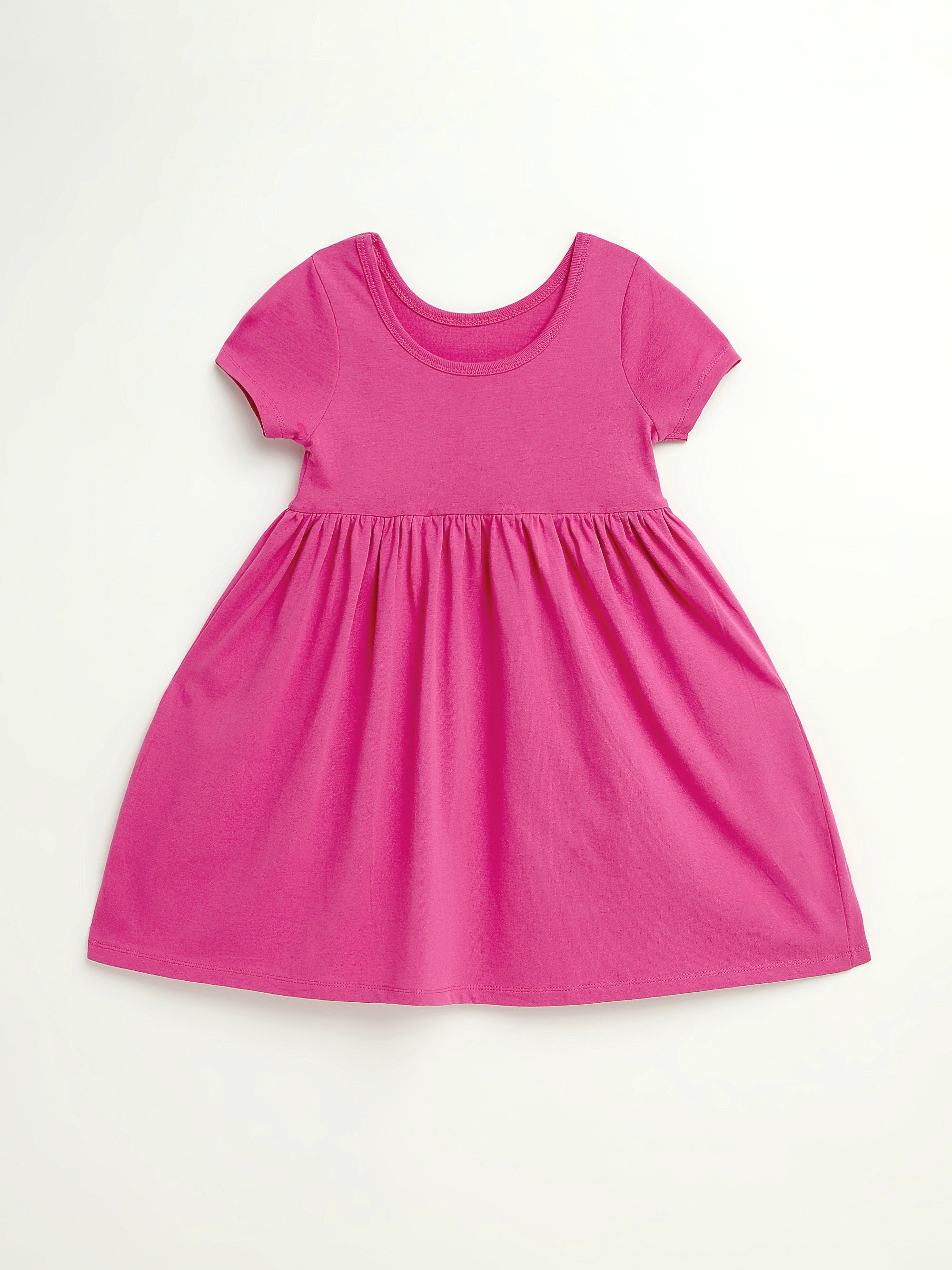 Fuchsia Prayer Pocket Short Sleeve Twirl Dress Cotton