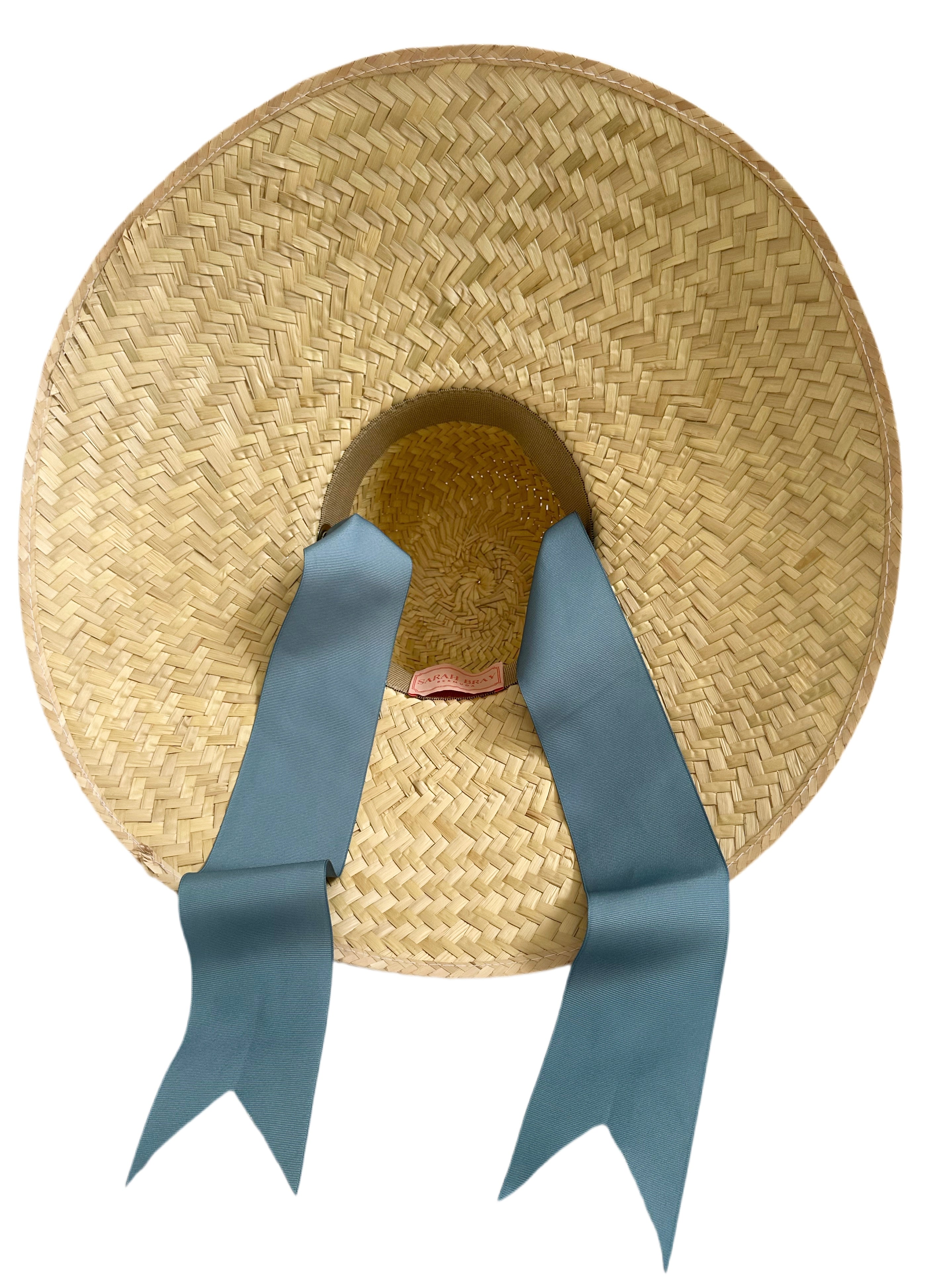 Geranium Sun Hat - Long French Blue Grosgrain Ribbon