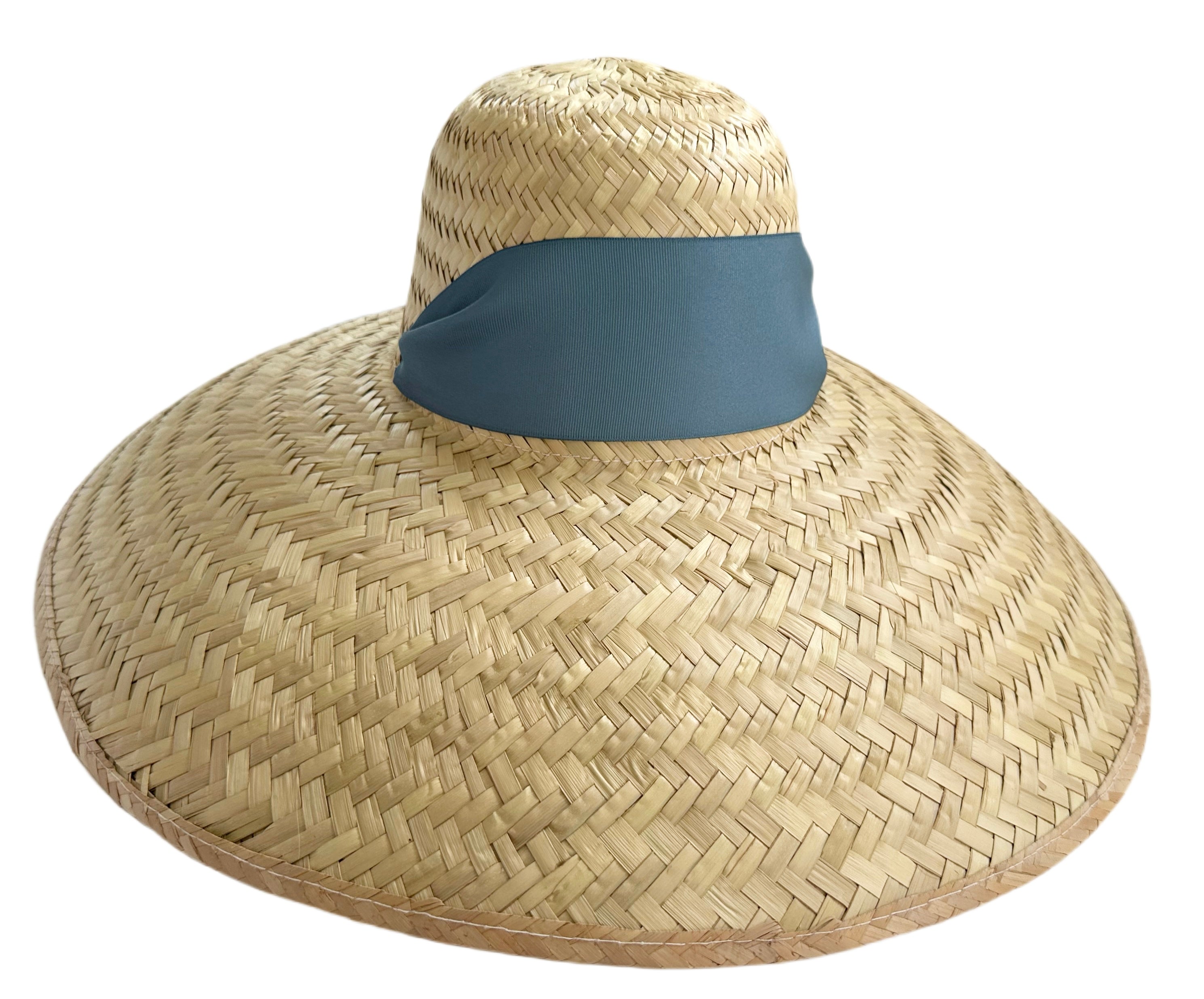Geranium Sun Hat - Long French Blue Grosgrain Ribbon