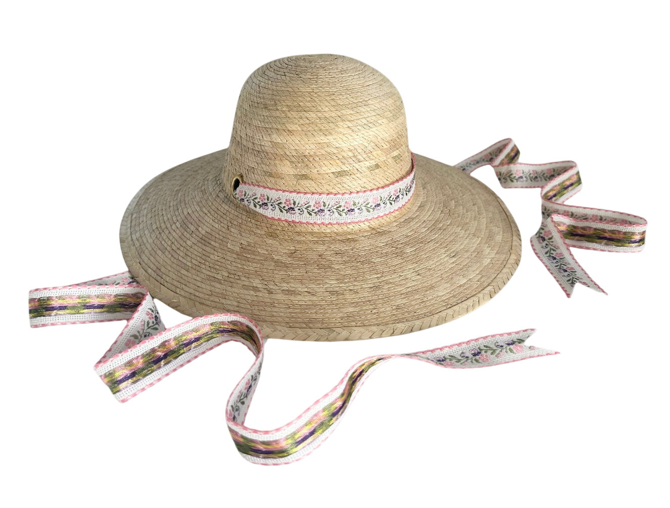 Buttercup Little Girl’s Hat - Vintage Sweet Pea Bouquet Ribbon