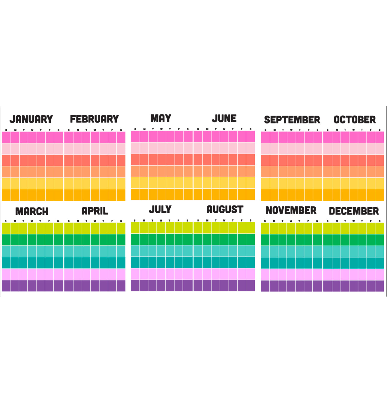 Rainbow Stripe Wall Calendar