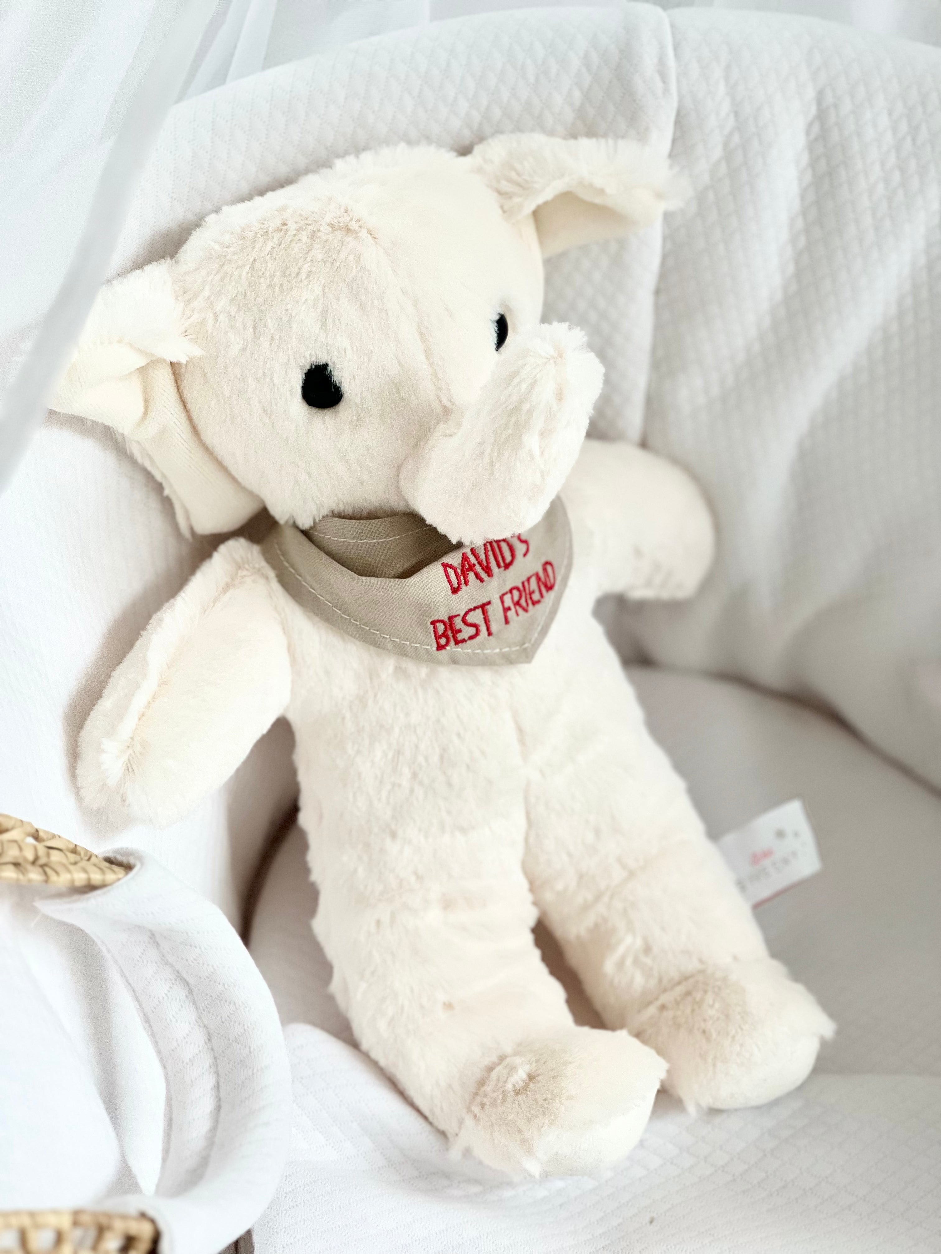 Rudy | Pink Personalised Plush Elephant Toy (33cm) - Made In France