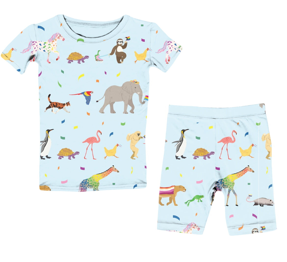 Rainbow On My Parade Bamboo Two Piece Shorts Pajama Set