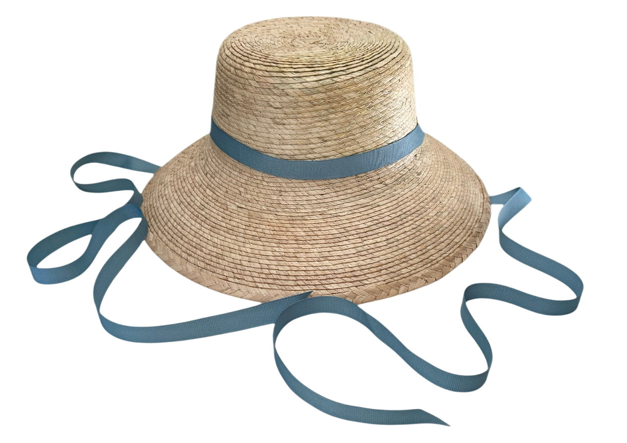 Palmetto Little Girl’s Hat - Long & Thin French Blue Grosgrain Ribbon