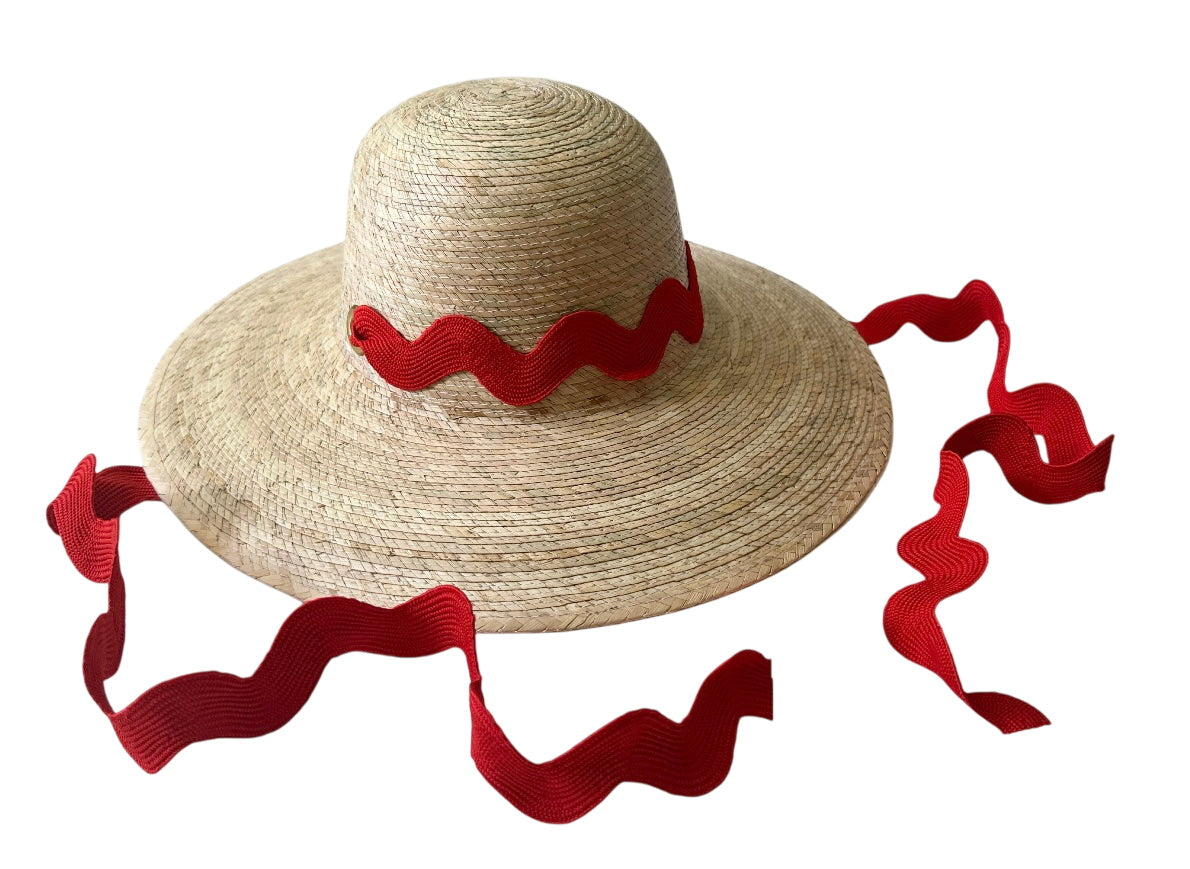 Buttercup Little Girl’s Hat - Red Ric-rac Ribbon