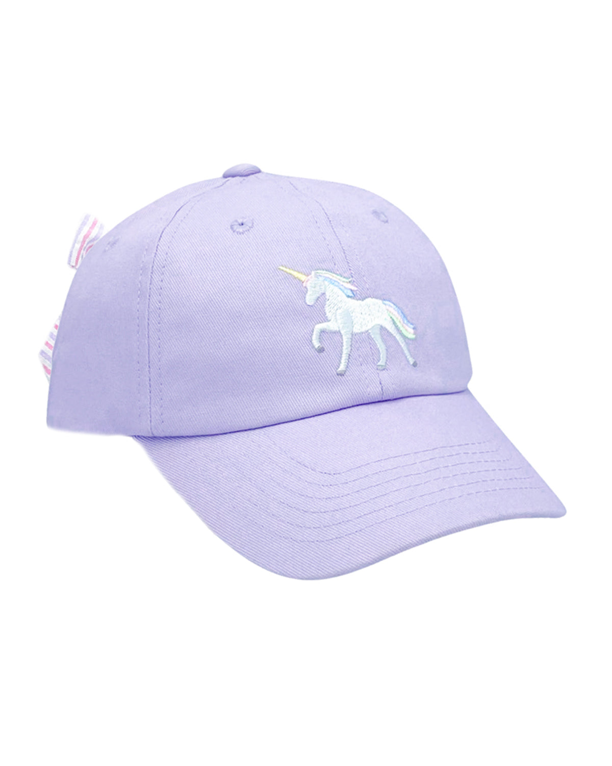 Rainbow Unicorn Bow Baseball Hat (girls)