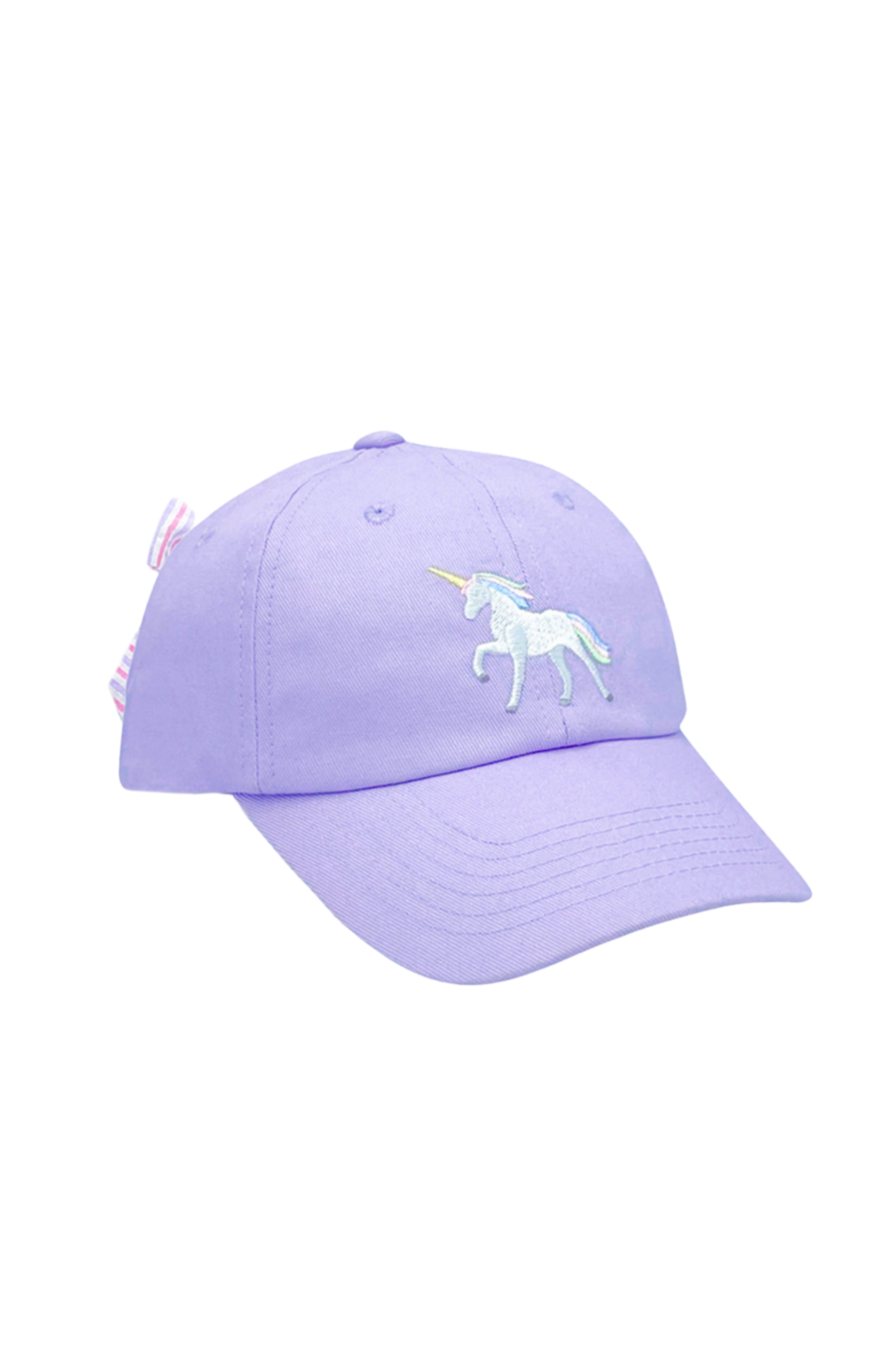 Rainbow Unicorn Bow Baseball Hat (girls)