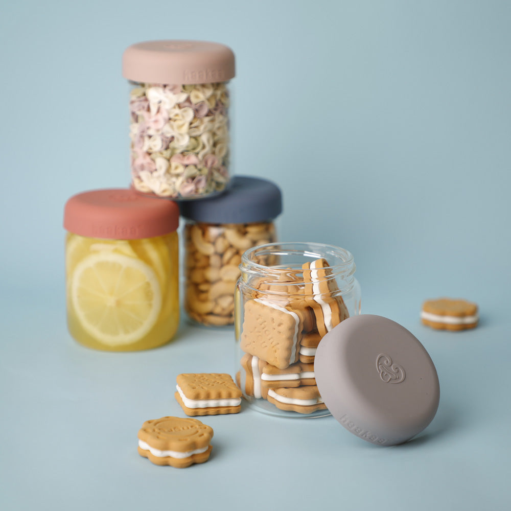 Haakaa Sealed Glass Storage Jar Set - 4 X 4oz + 2 X 7 Oz Glass Jars