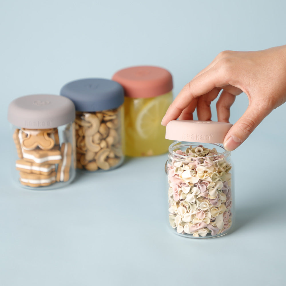 Haakaa Sealed Glass Storage Jar Set - 4 X 4oz + 2 X 7 Oz Glass Jars