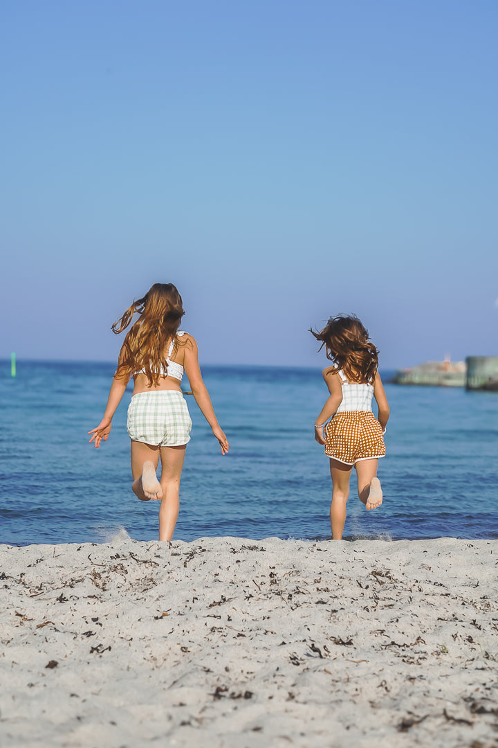 Retro Shorts | Organic Cotton Terry - Sienna Gingham |