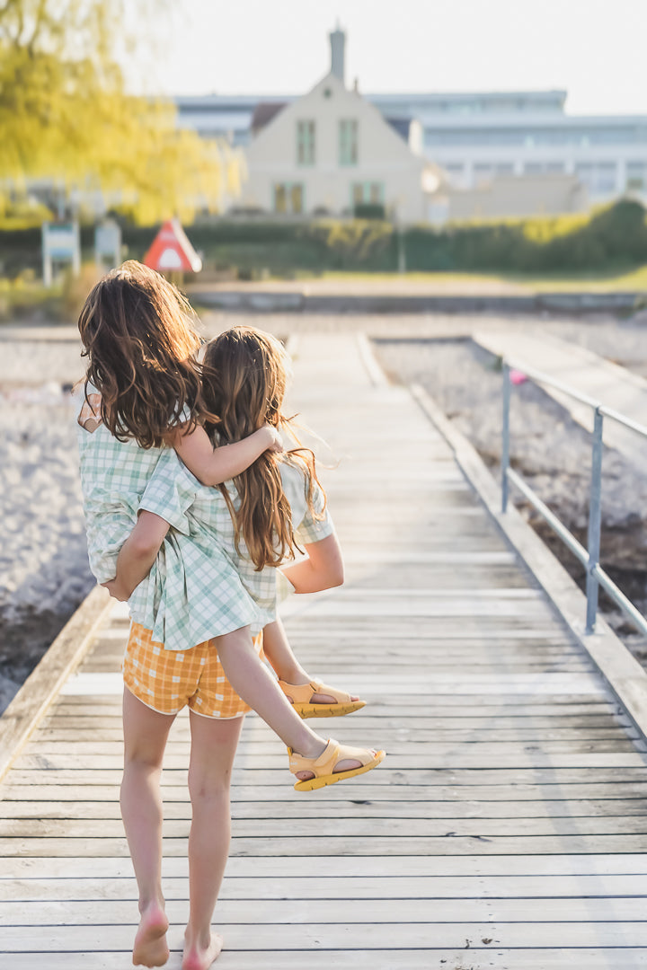 Sweetheart Twirl Dress | Organic Cotton Jersey - Fern Plaid
