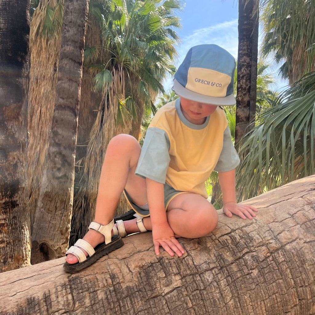 5 Panel Hat | Anti Uv - Sky Blue + Desert Teal