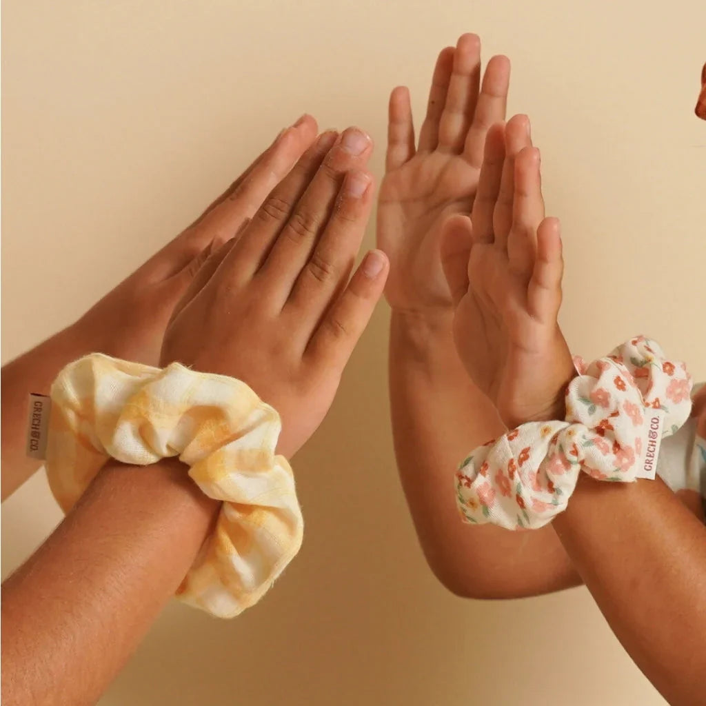 Hair Scrunchies Set Of 2 | Organic Cotton | Sunset Meadow