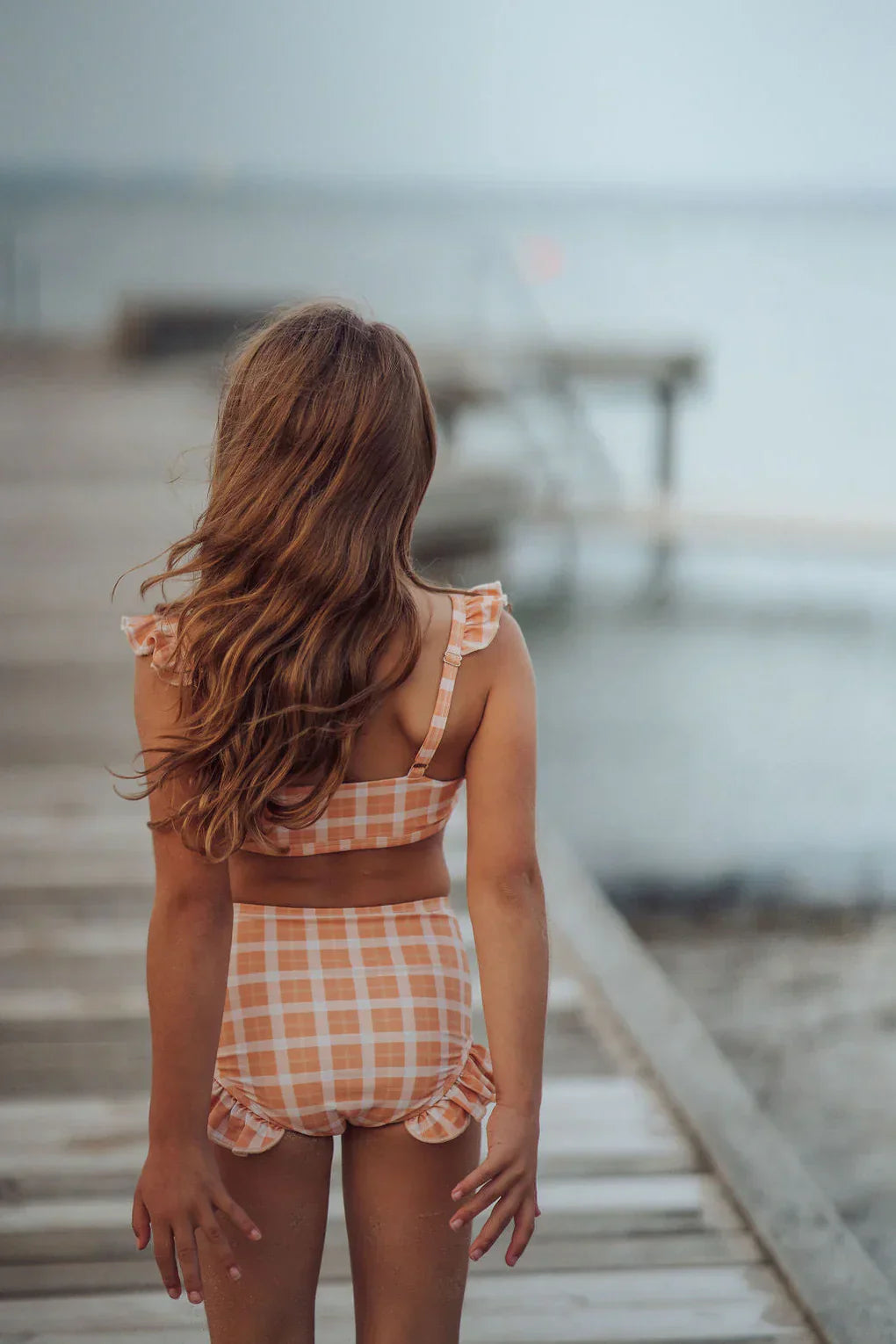 Ruffle 2 Piece Bikini | Upf + Recycled - Buckwheat Plaid