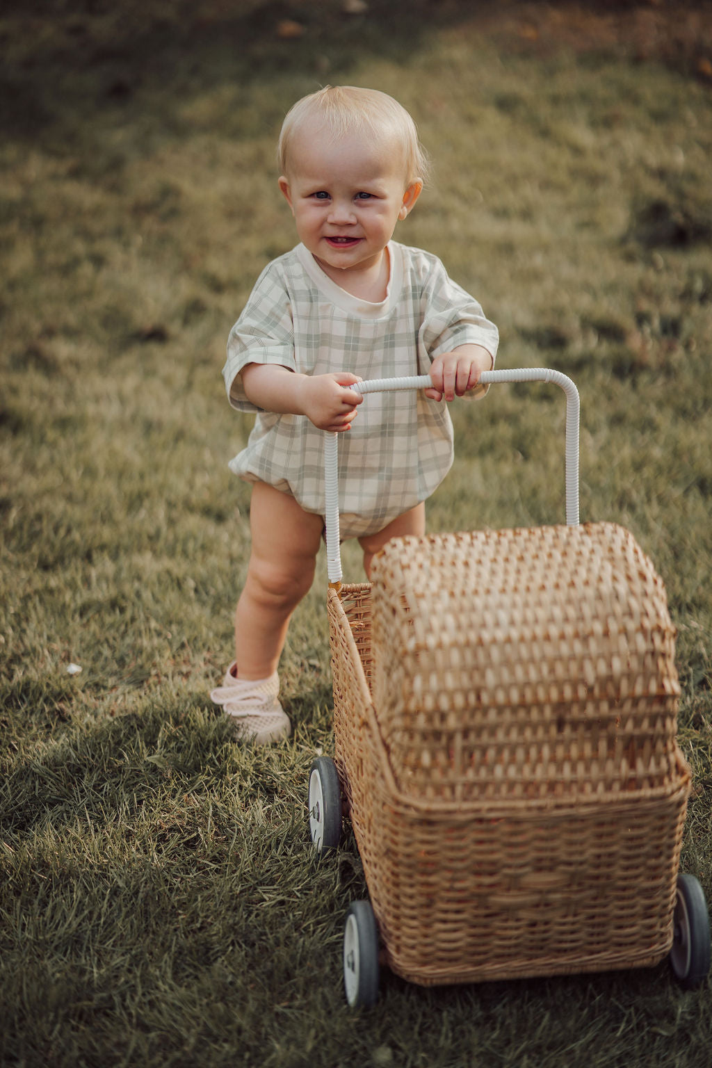 Bubble Romper | Organic Cotton Jersey - Fern Plaid
