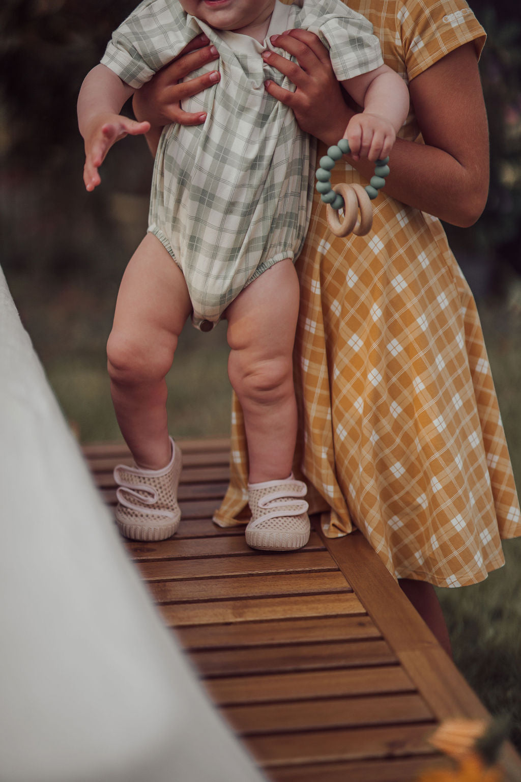 Bubble Romper | Organic Cotton Jersey - Fern Plaid