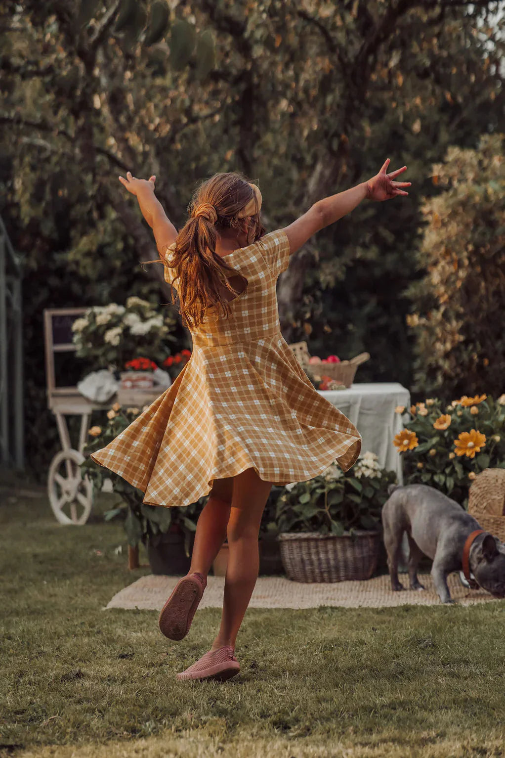 Sweetheart Twirl Dress | Organic Cotton Jersey - Buckwheat Plaid