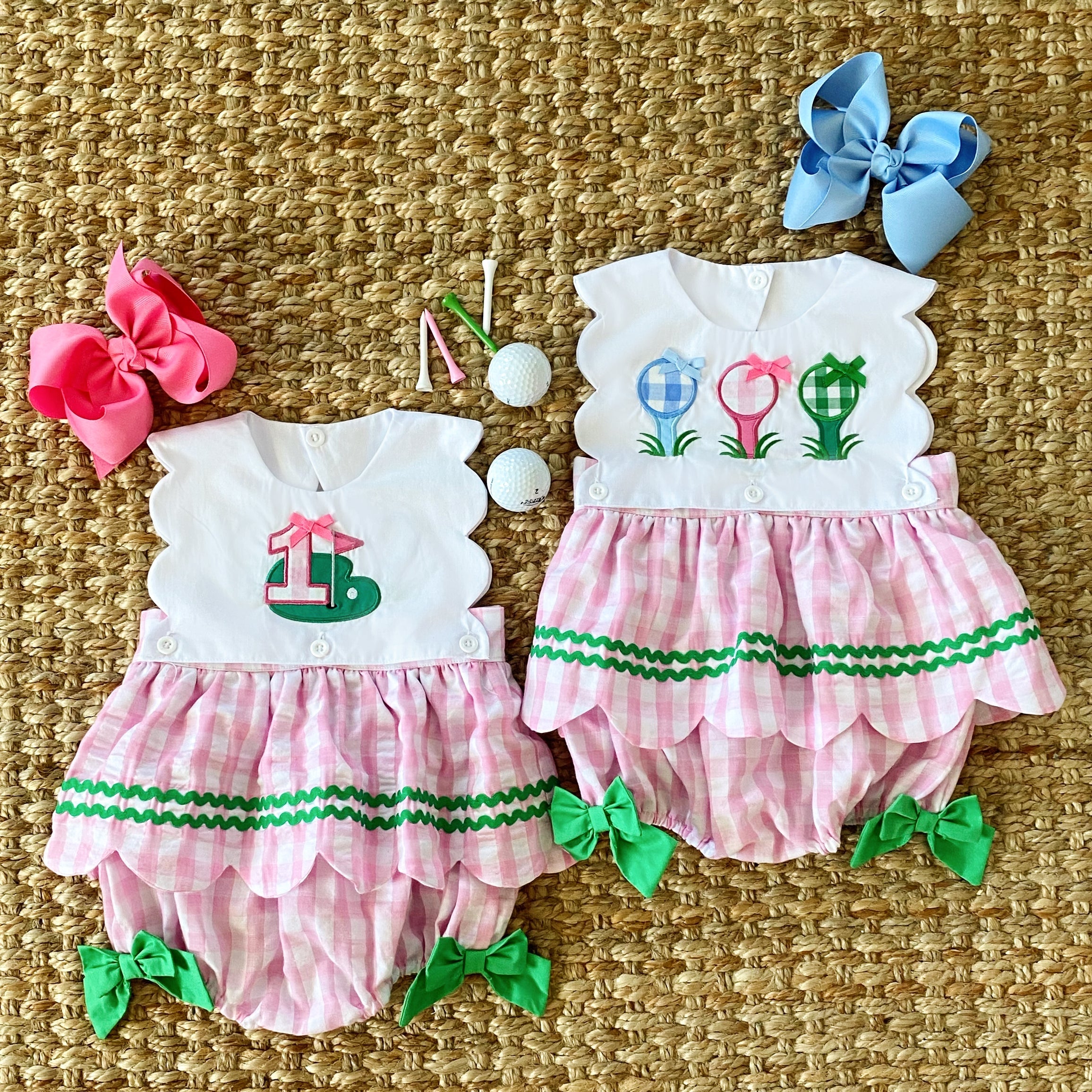 Hole-in-one First Birthday Girls Reversible Golf Bubble