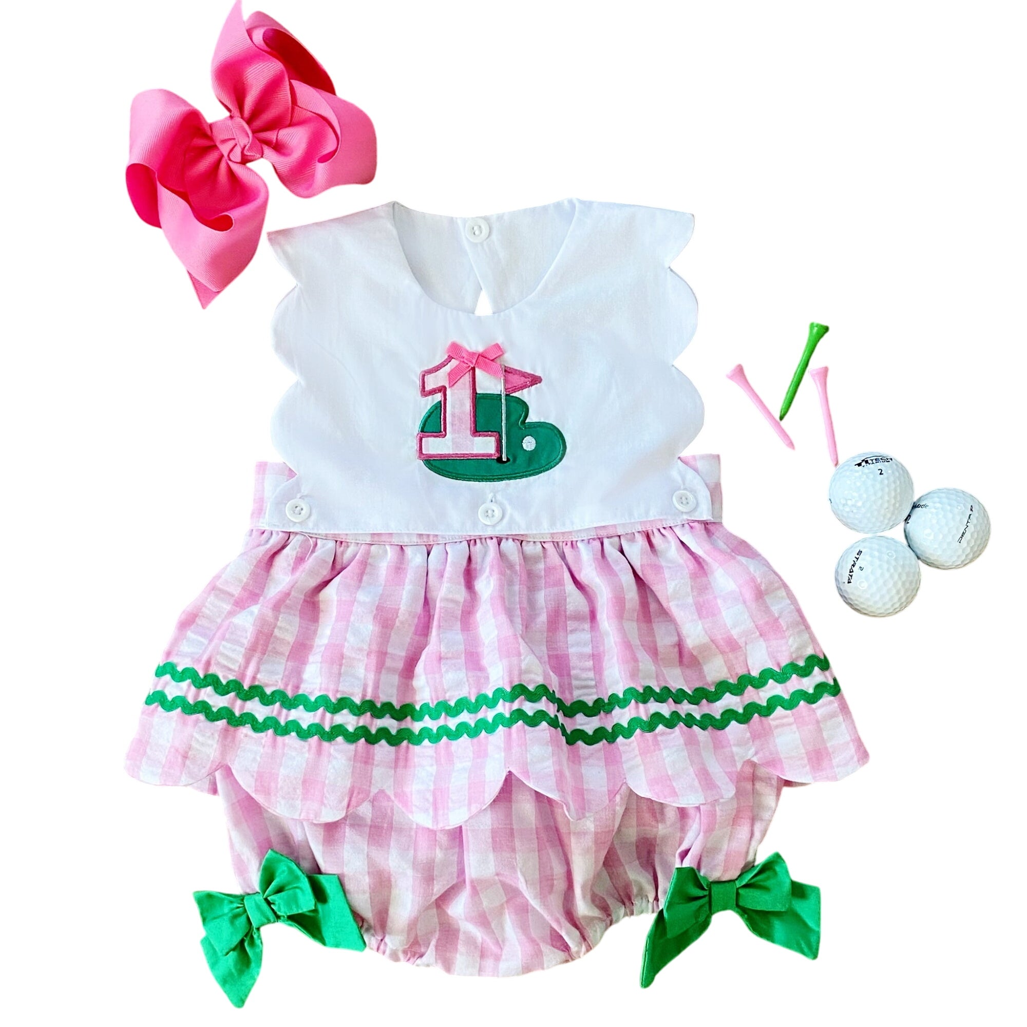 Hole-in-one First Birthday Girls Reversible Golf Bubble