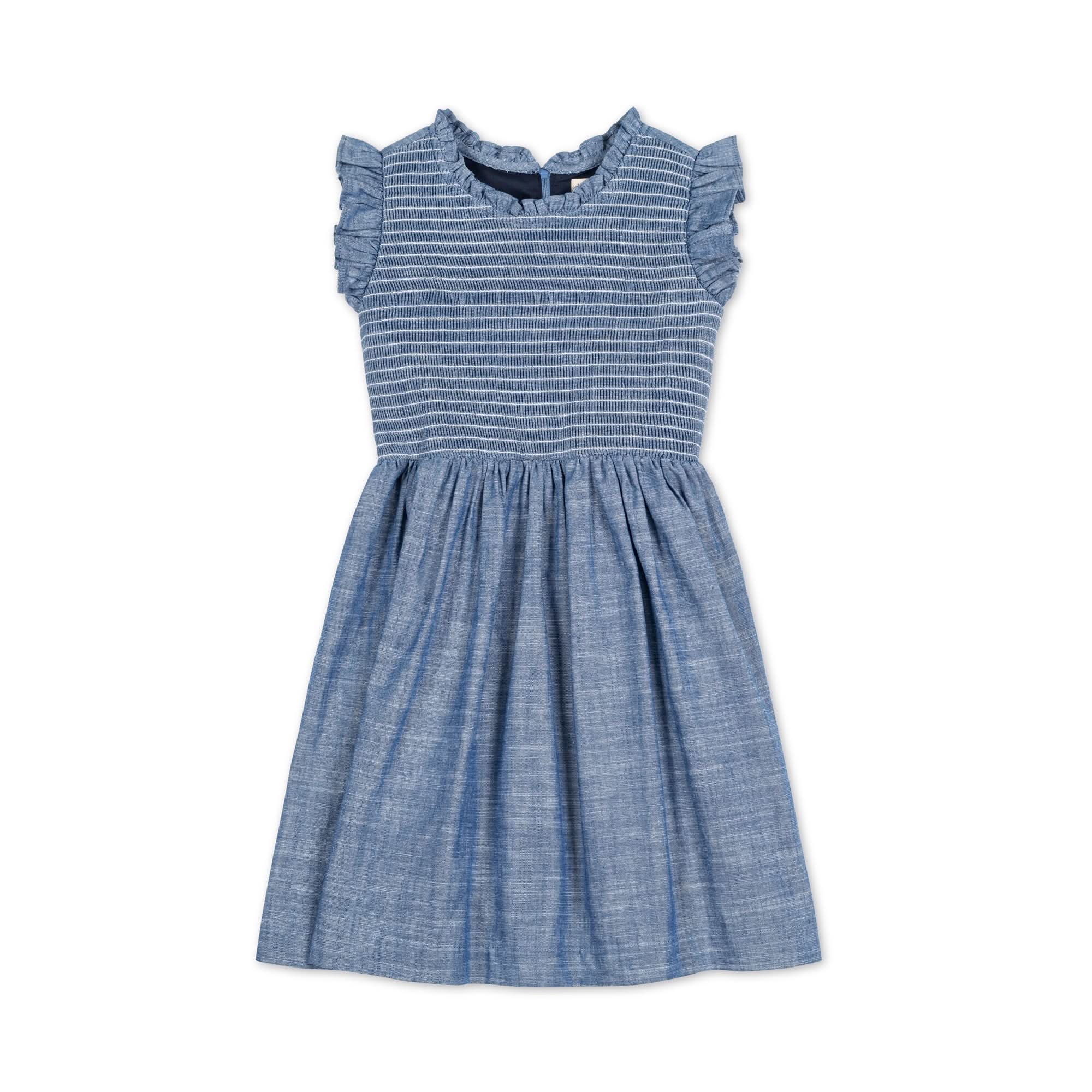 Organic Flutter Smocked Chambray Dress - Baby