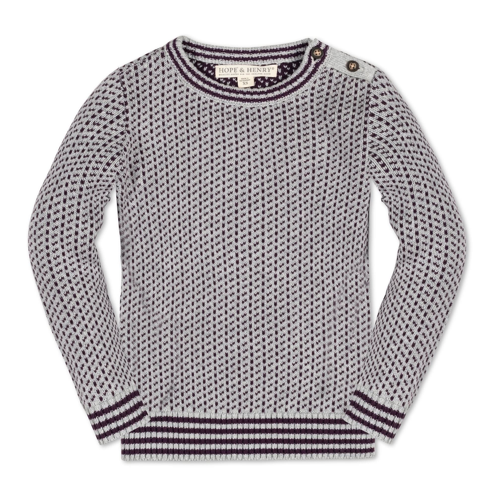Organic Intarsia Crew Neck Sweater