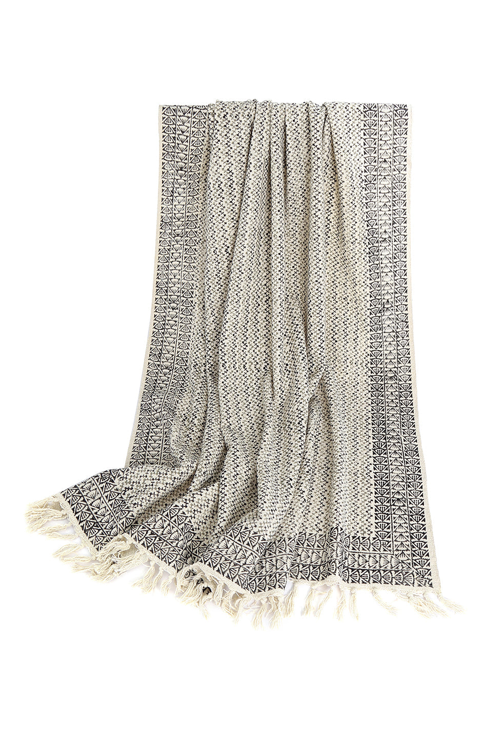 Hand-Printed Couch Throw Blanket - Greenwich