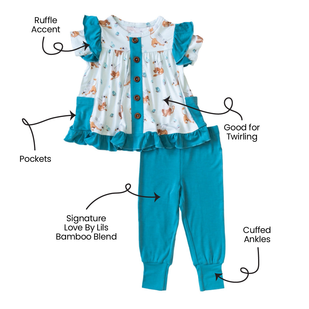 Griffin Butterflies Bamboo Short Sleeve Tunic + Legging Set