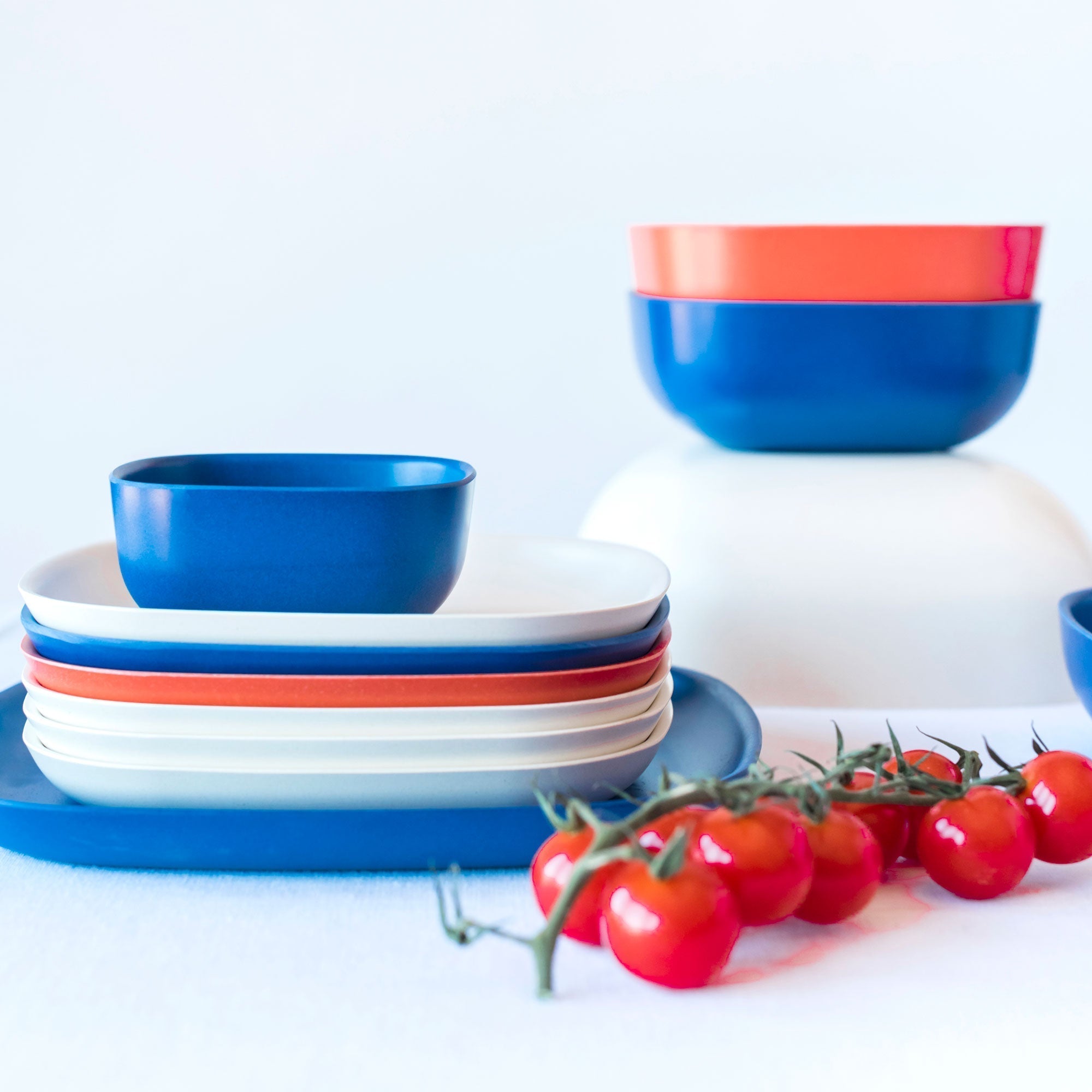 Bamboo Medium Plate - 4 Piece Set - Royal Blue