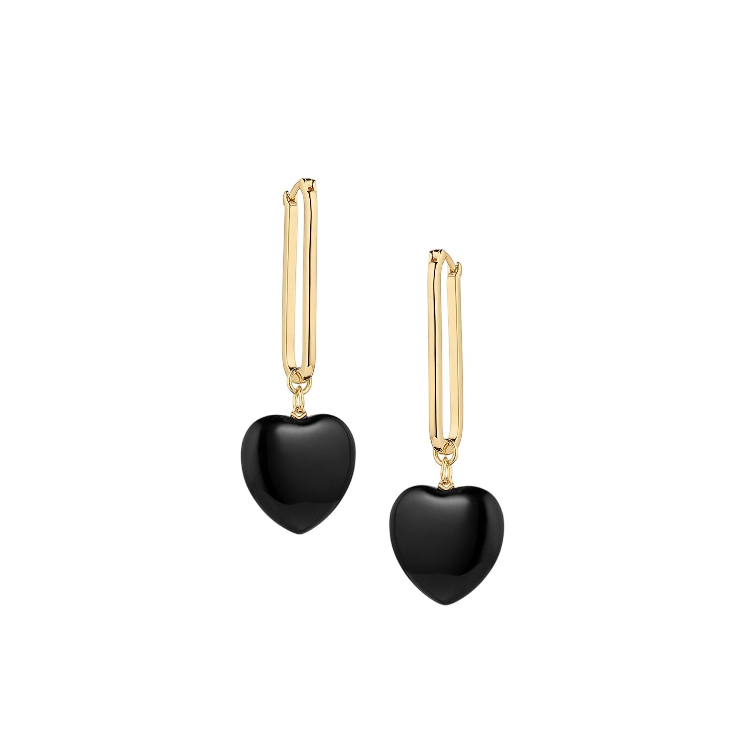 Gemma Onyx Heart Hoop Earrings
