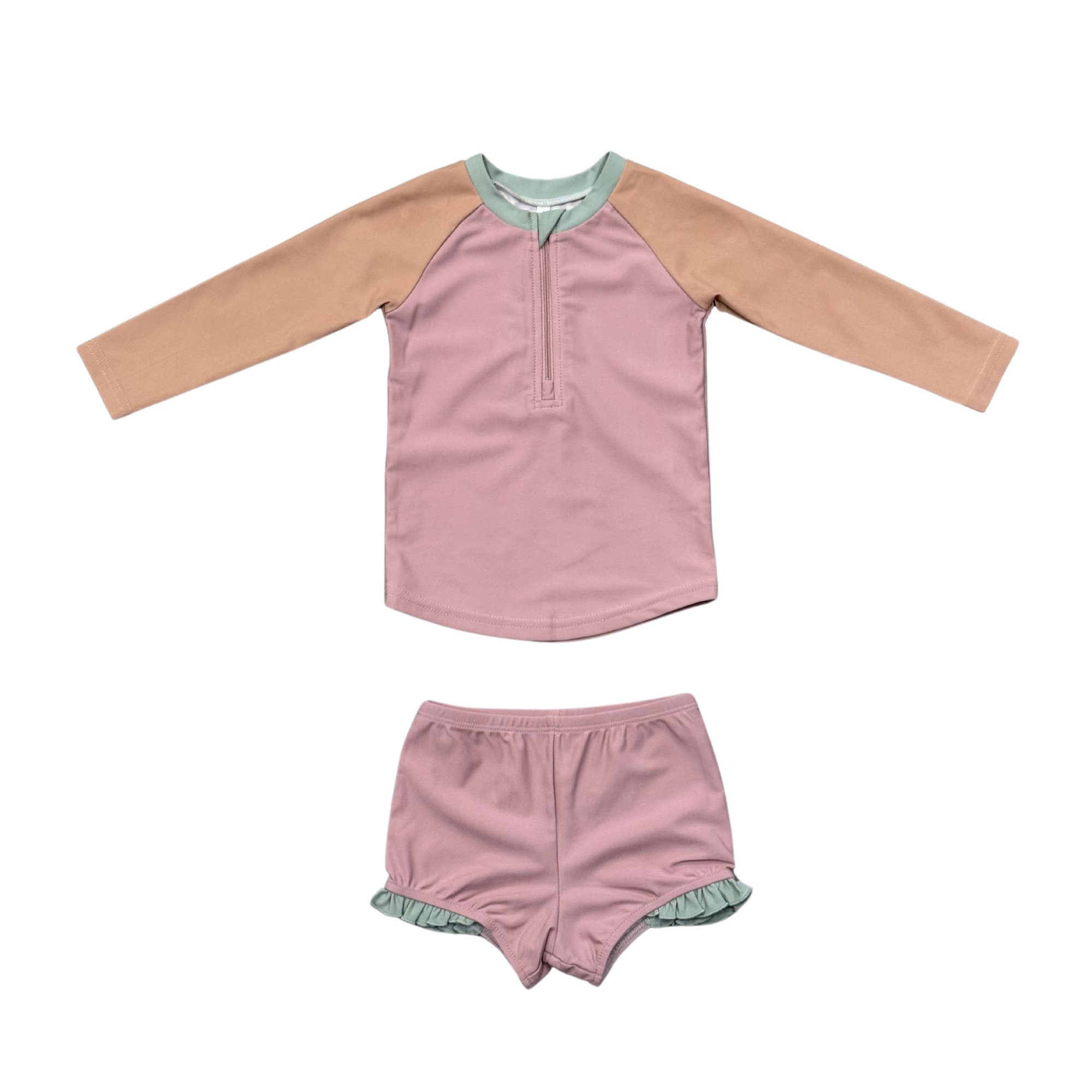 Girl's Zip Rash Guard Swimsuit