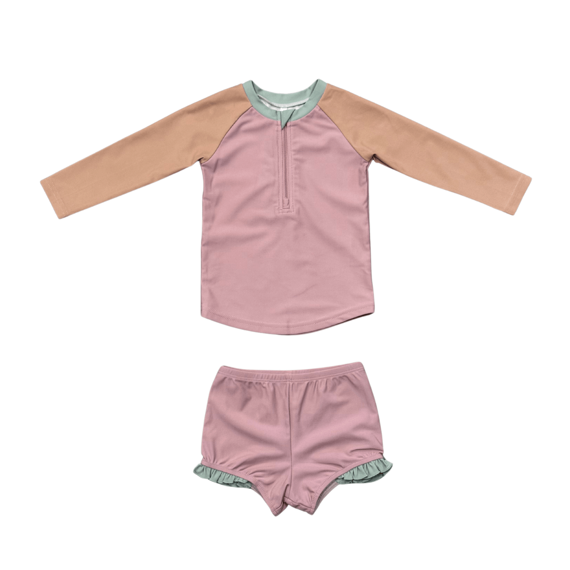 Girl's Zip Rash Guard Swimsuit