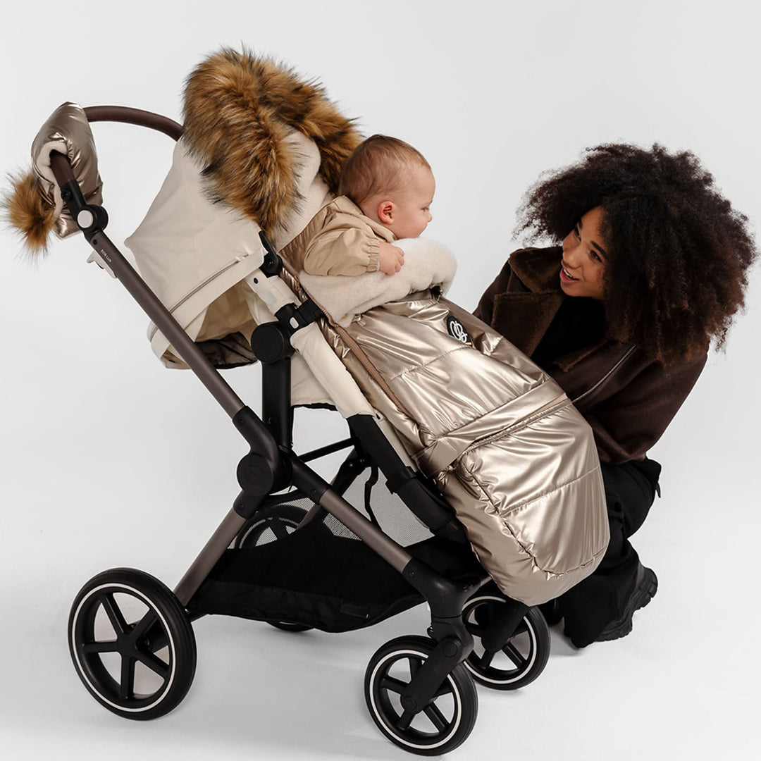 Pastel Gold Organic Premium Beige Wool Adjustable Footmuff