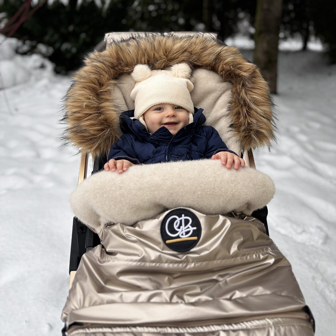 Pastel Gold Organic Premium Beige Wool Adjustable Footmuff