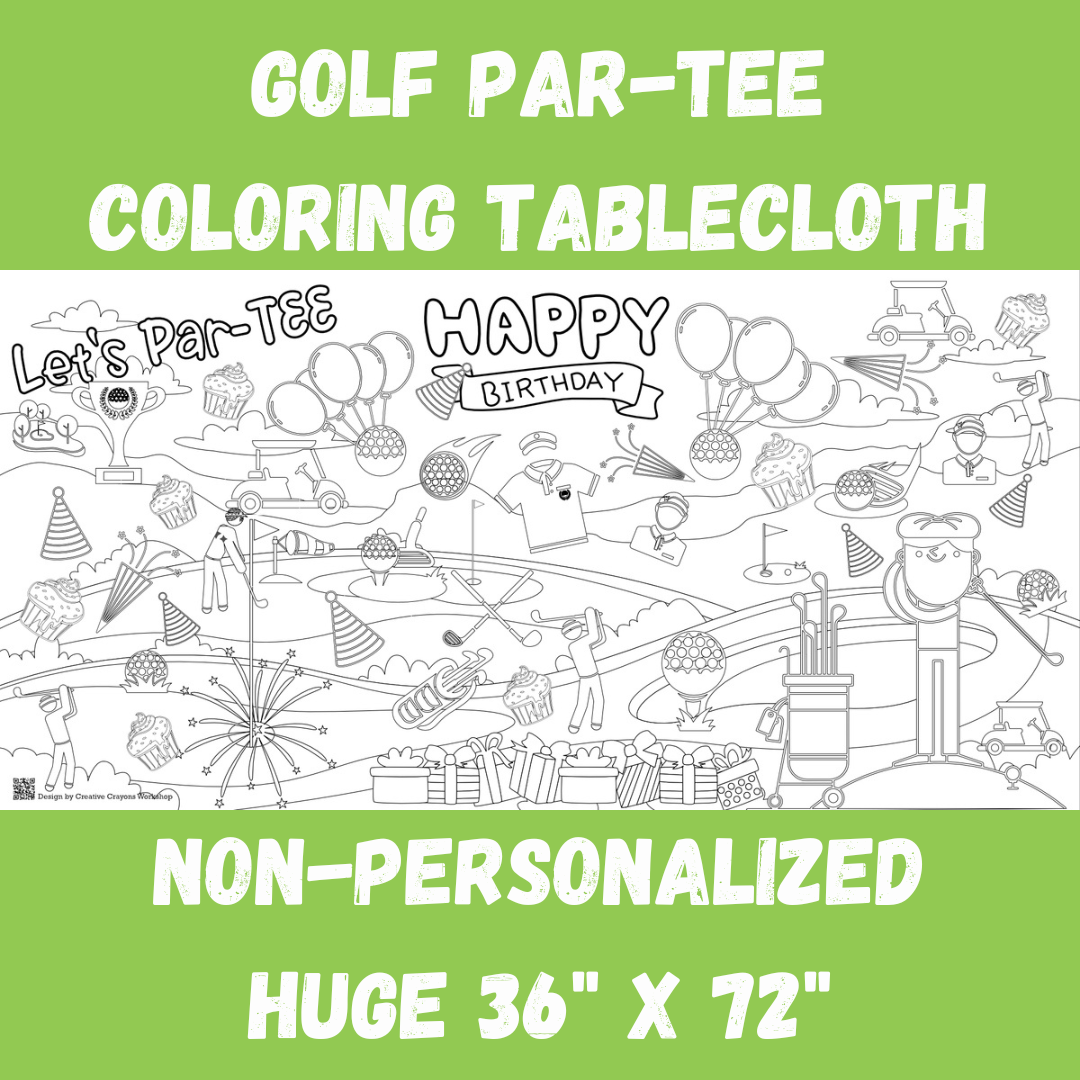 Golf Birthday Coloring Tablecloth
