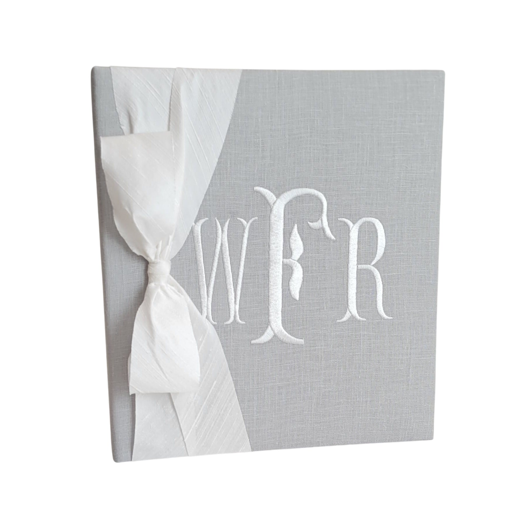 Baby Memory Book - Gray Linen (w/ Silk Bow)