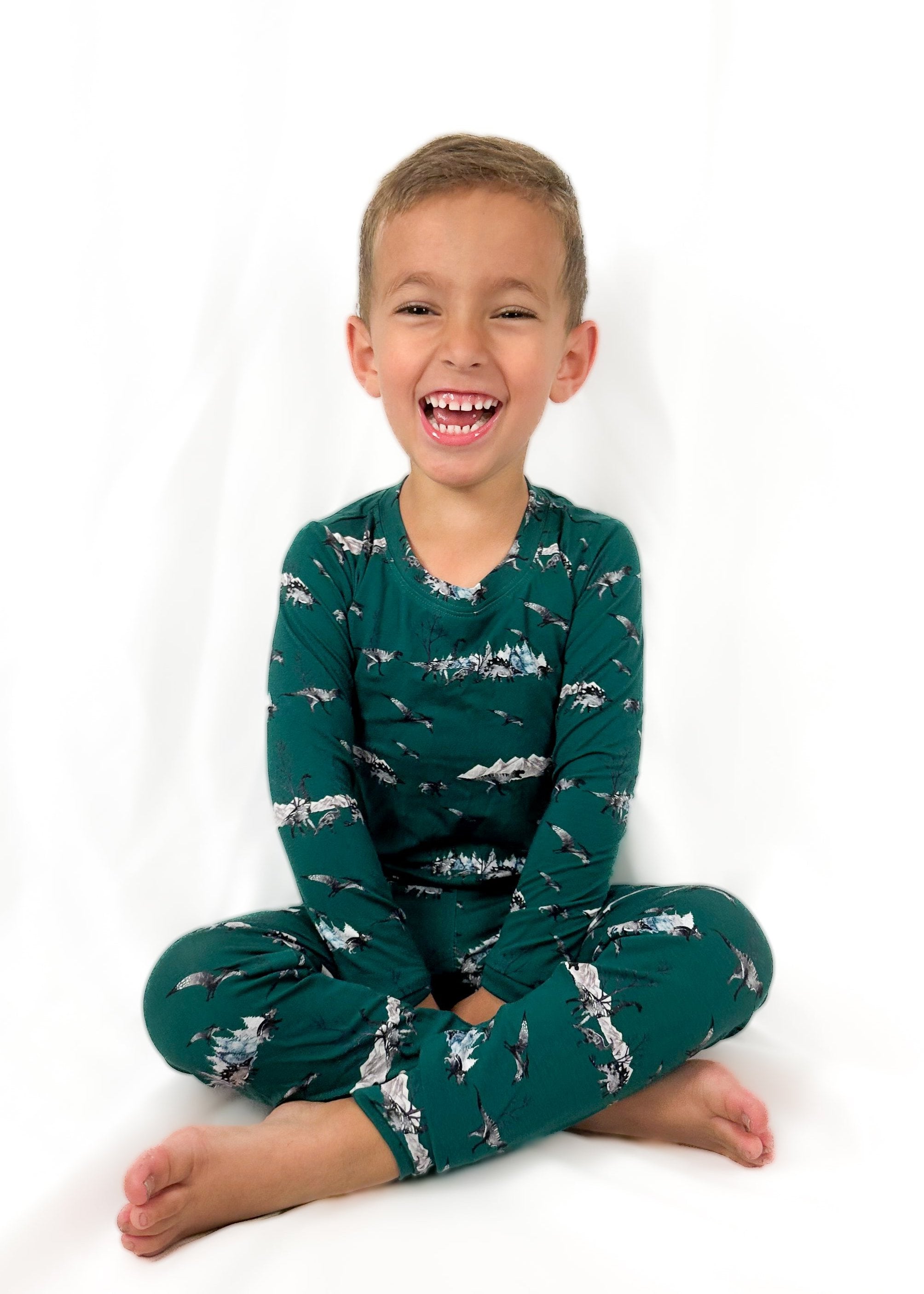 Green Dinos Taller-tots Two-piece Pjs