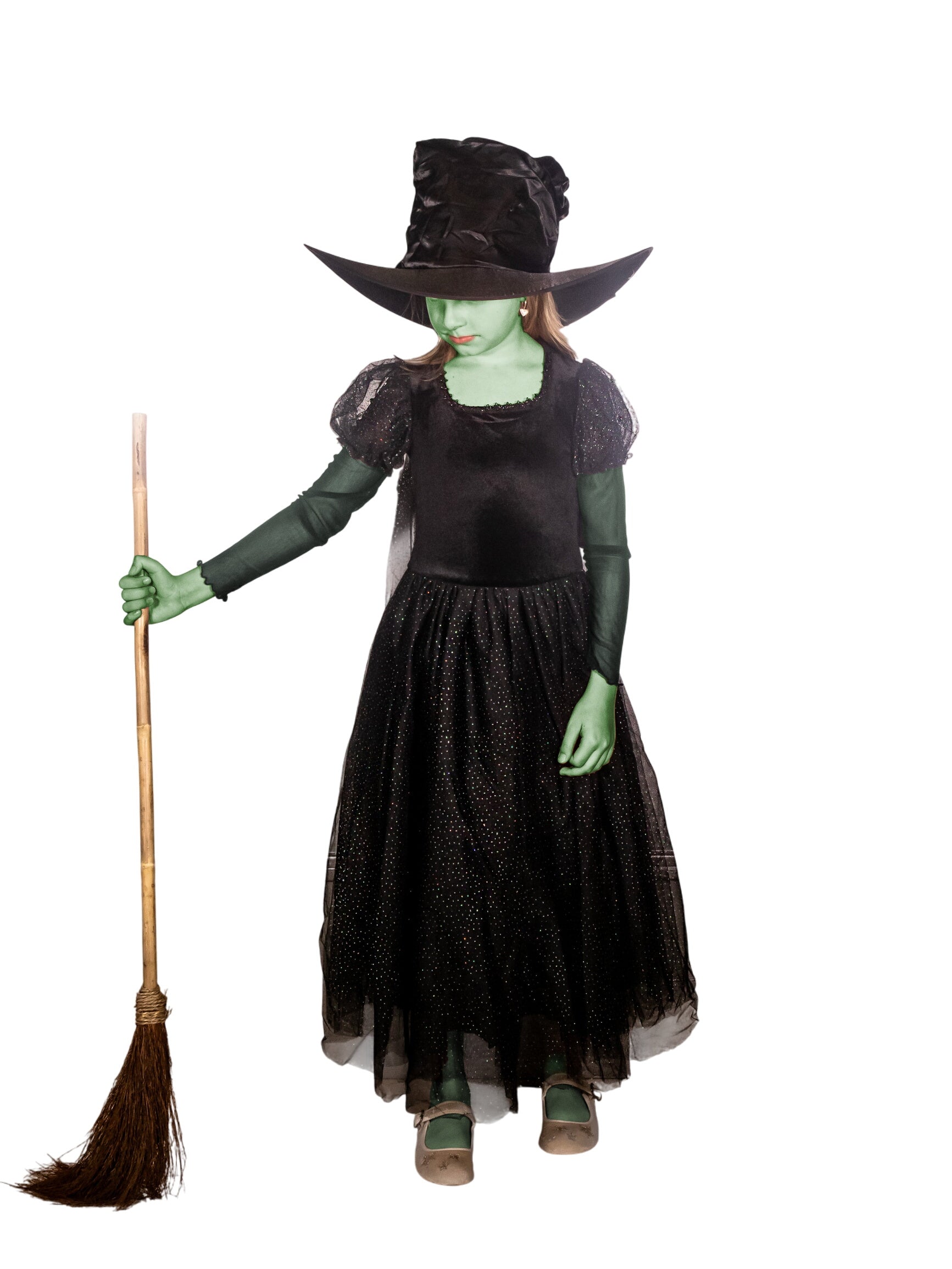 Elphaba Witch LS Puff Sleeve TNeck Dress with Character Skirt and Peplum
