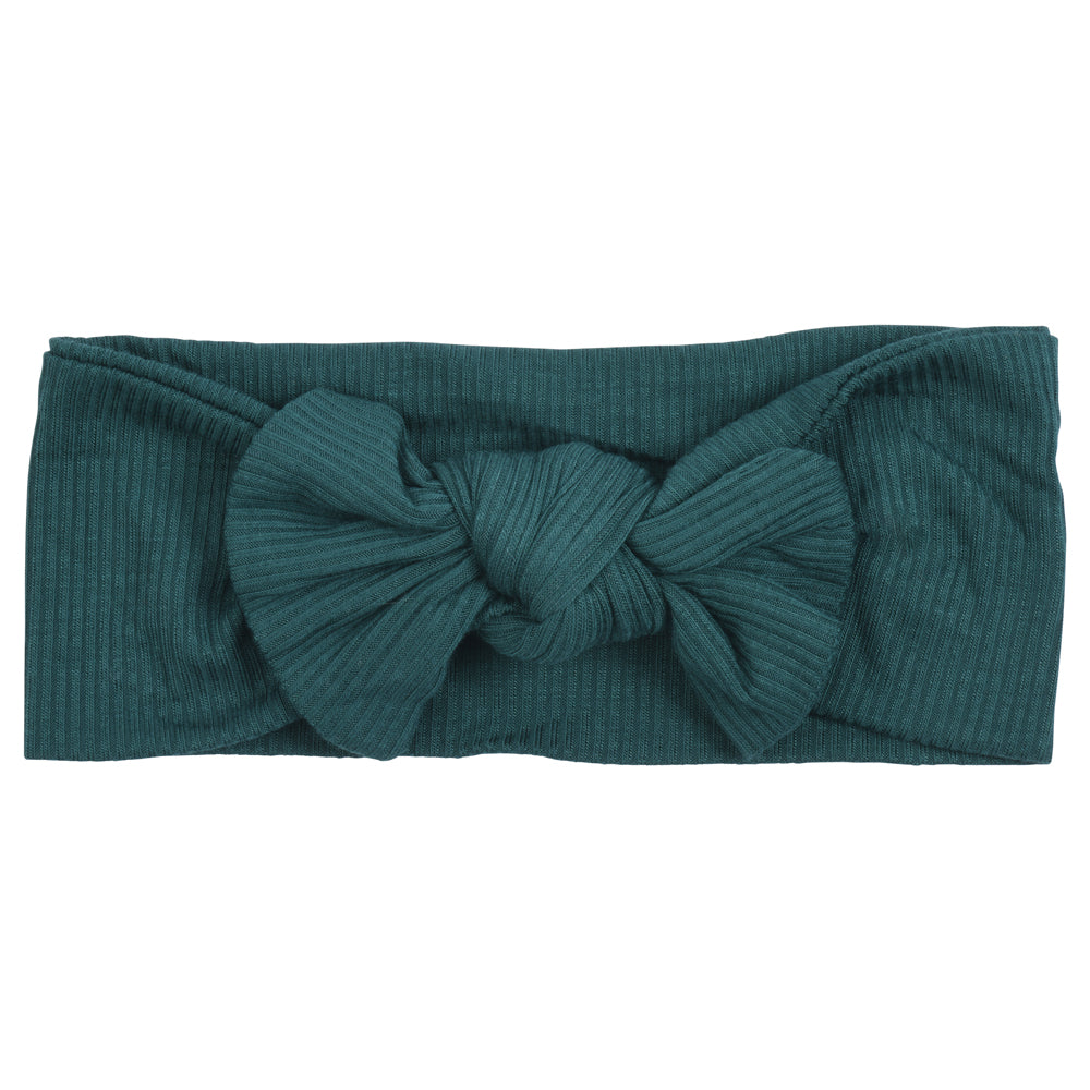 Forest Green Ribbed Knotted Headband Bow