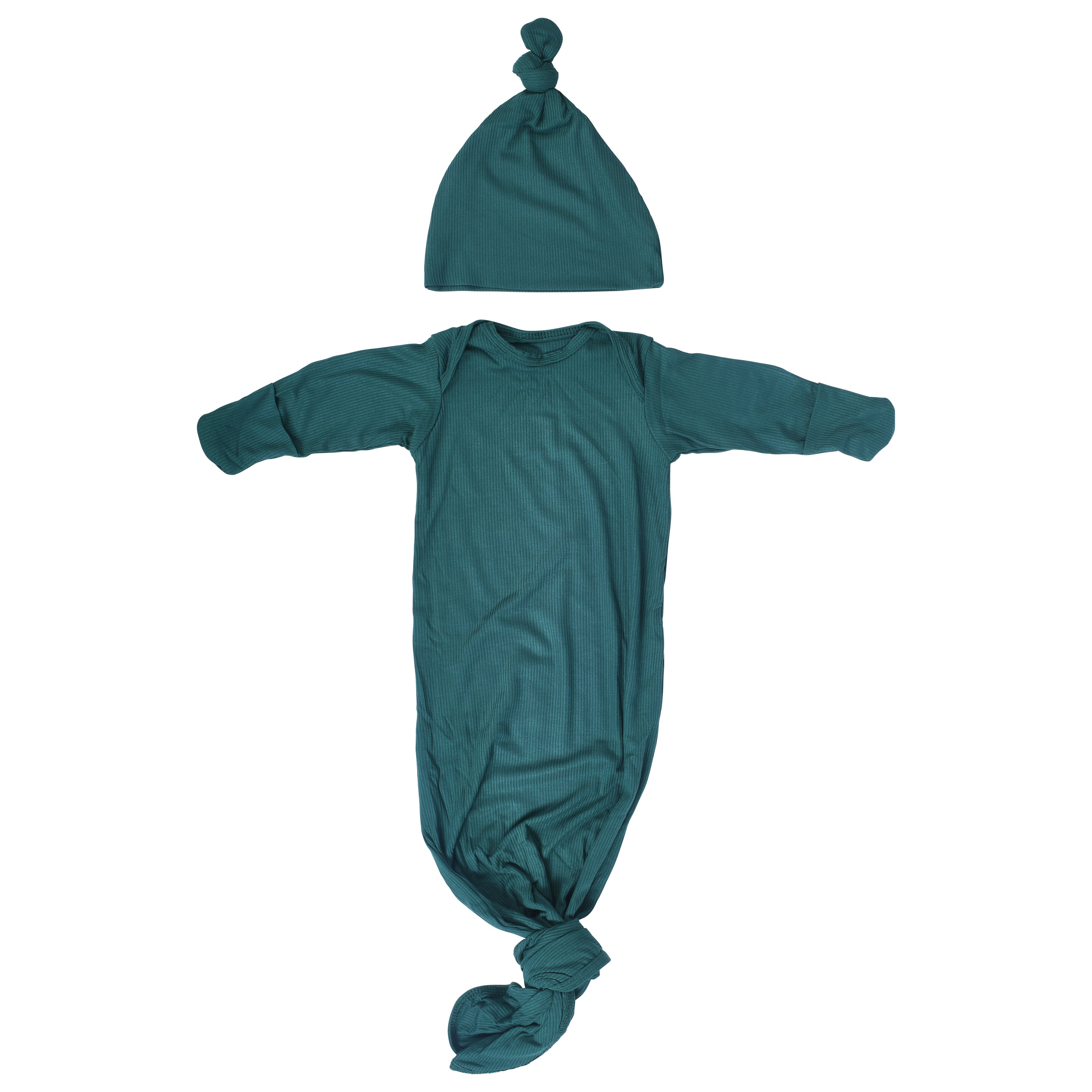 Forest Green Knotted Newborn Baby Gown