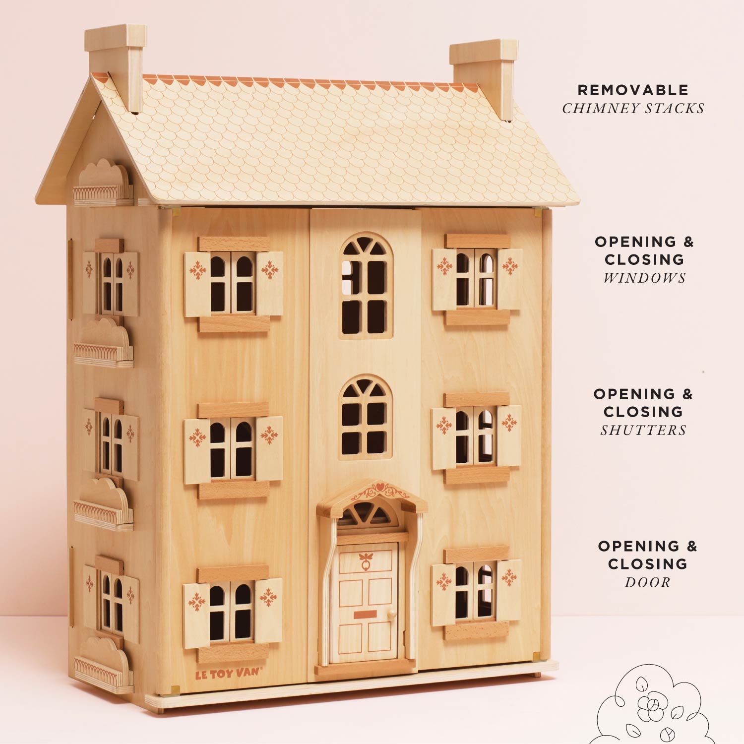 The Grand Natural Wood Doll House
