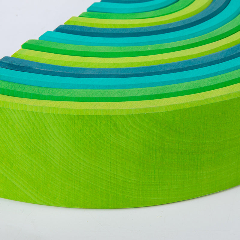 12 Pcs Stained Large Basswood Rainbow Stacking Blocks Meadow Green