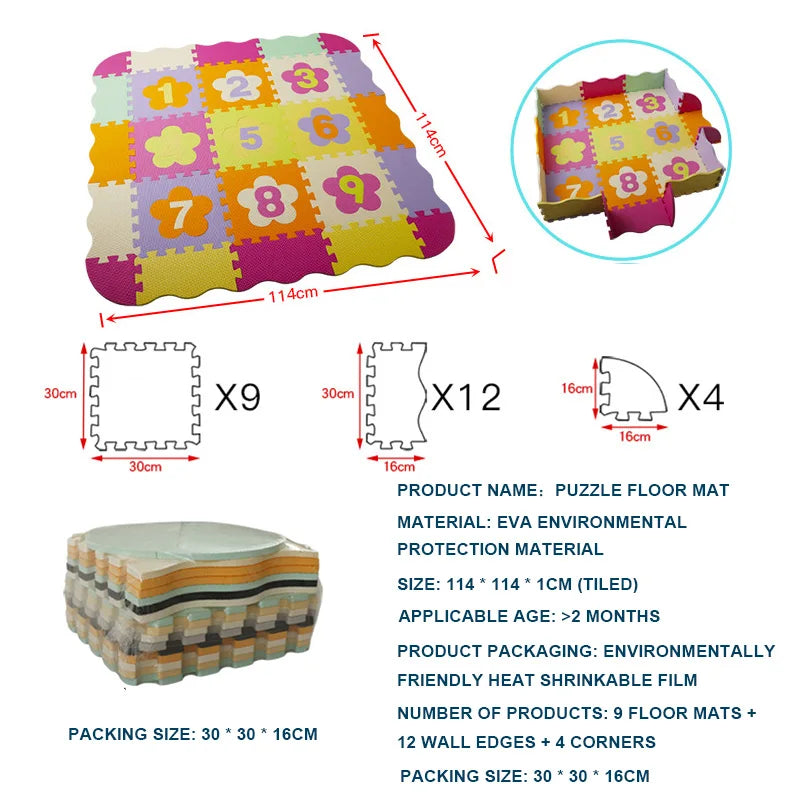 25-pcs Set Modular Play Mat 2 In 1 Puzzle Multivariant