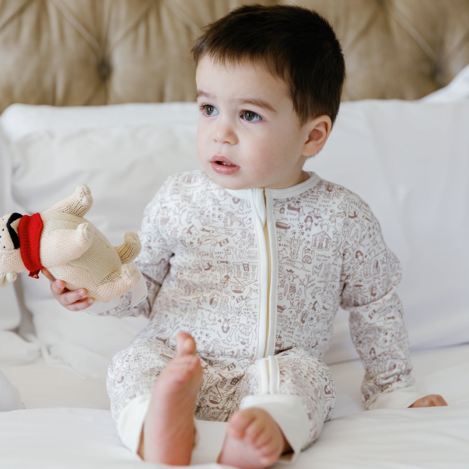 Good Dog Zip Baby Onesie - Good Dog - Bulldog Brown